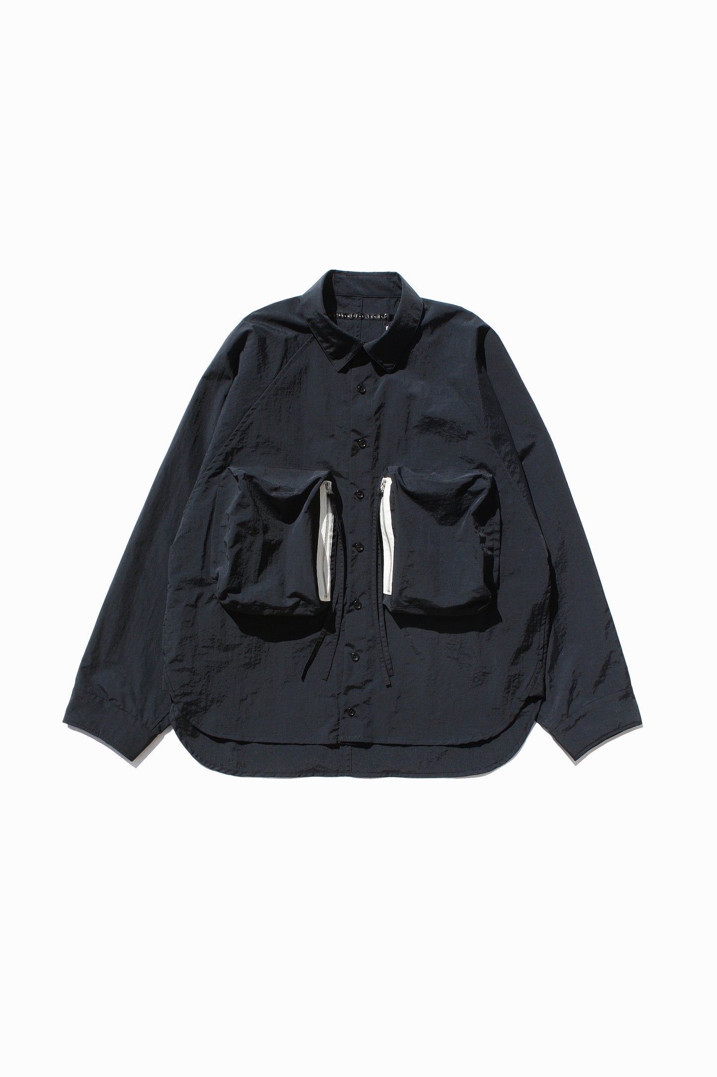 MY BEAUTIFUL LANDLET NYLON DYED TAFFETA BIG POCKET SHIRT - BLACK