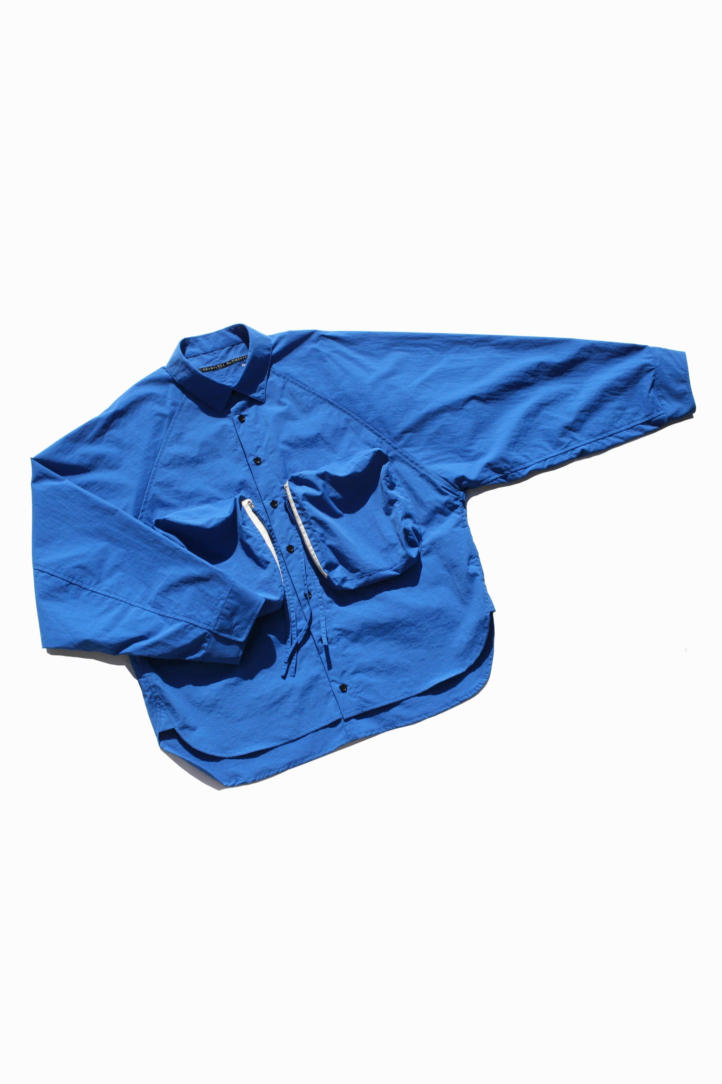 MY BEAUTIFUL LANDLET NYLON DYED TAFFETA BIG POCKET SHIRT - BLUE