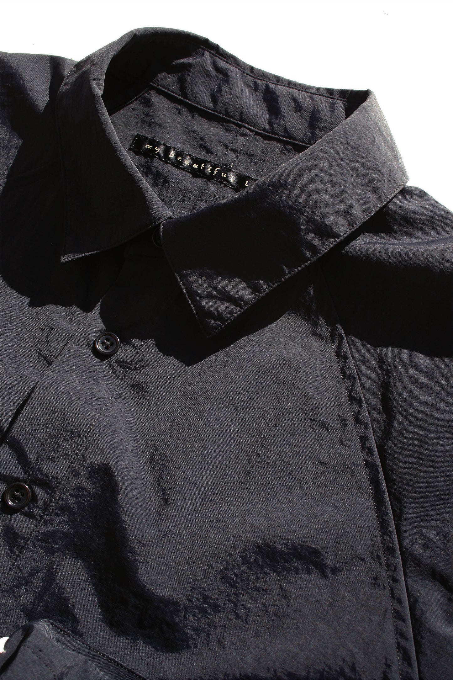 MY BEAUTIFUL LANDLET NYLON DYED TAFFETA BIG POCKET SHIRT - BLACK