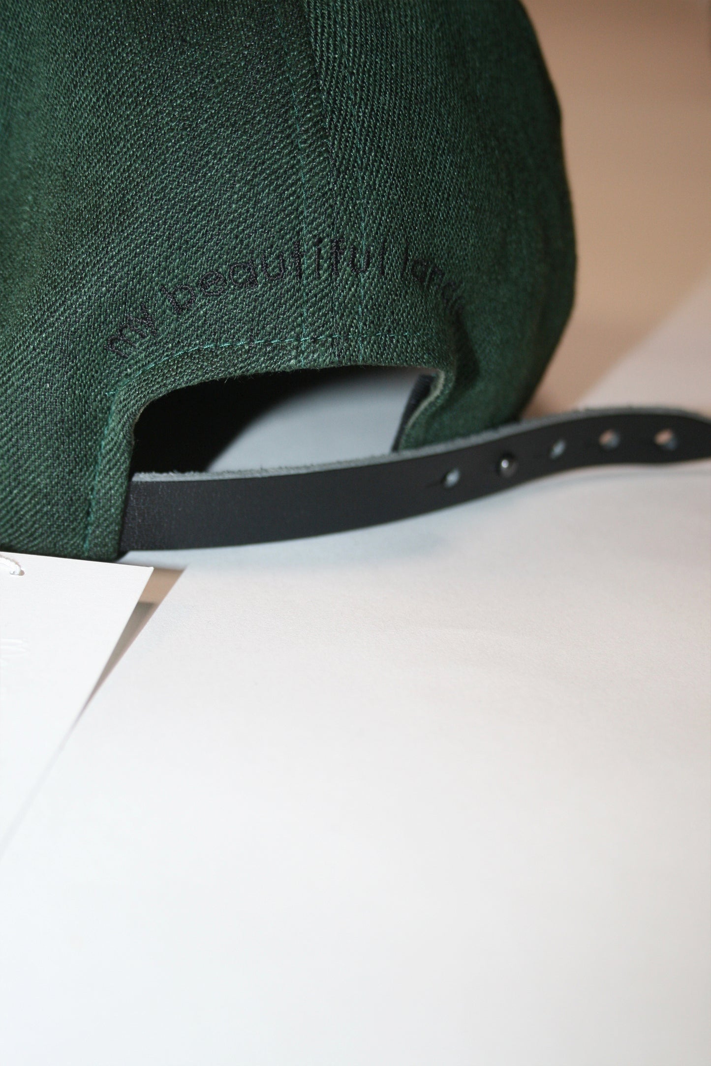 MY BEAUTIFUL LANDLET BISHU JAPAN LINEN CAP - GREEN / BLACK