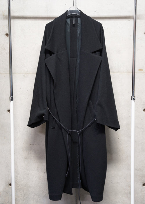 MY BEAUTIFUL LANDLET RECYCLED MELANGE WOOL KNIT LONG COAT - BLACK