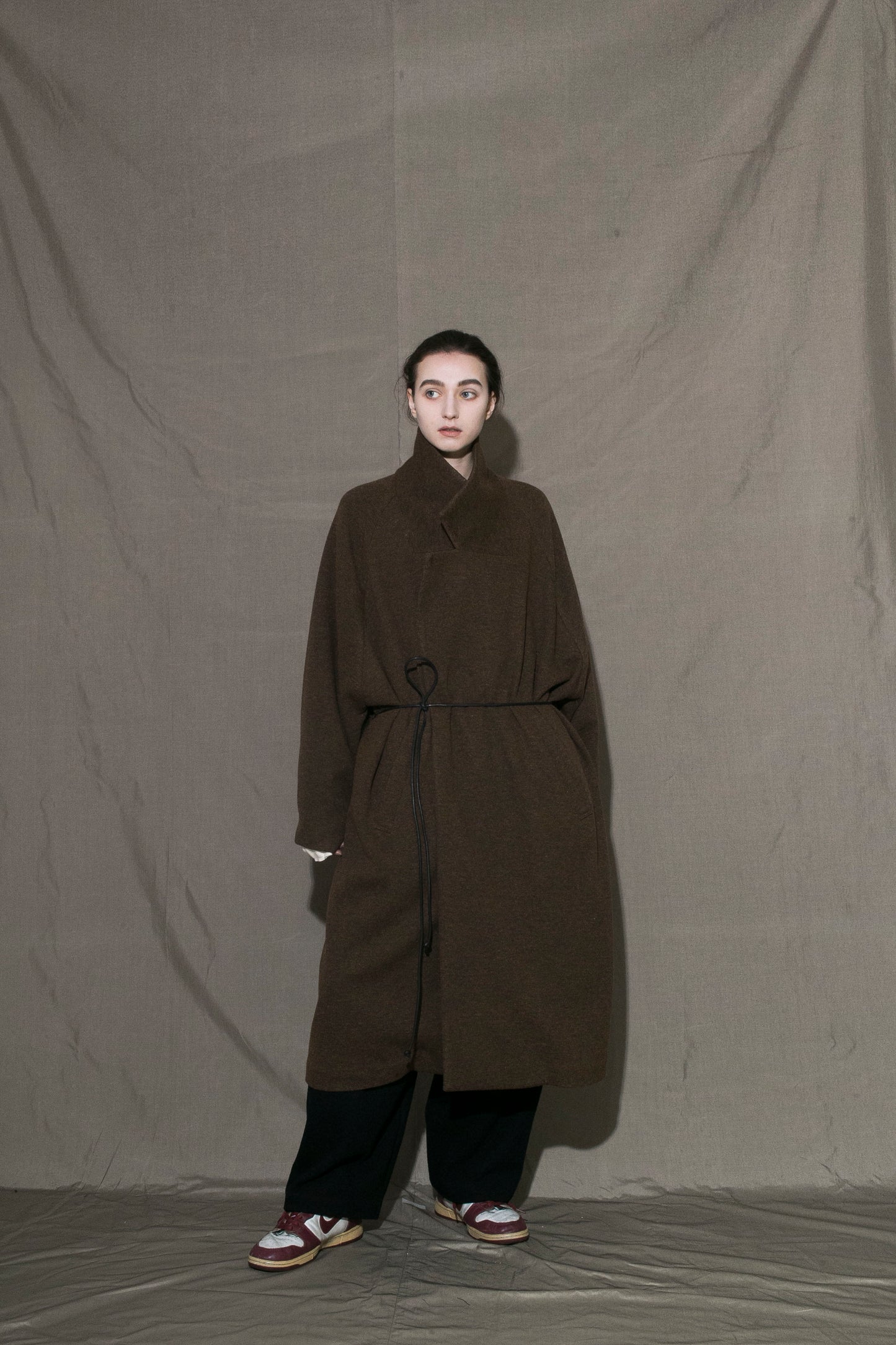 MY BEAUTIFUL LANDLET RECYCLED MELANGE WOOL KNIT LONG COAT - BROWN