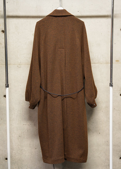 MY BEAUTIFUL LANDLET RECYCLED MELANGE WOOL KNIT LONG COAT - BROWN