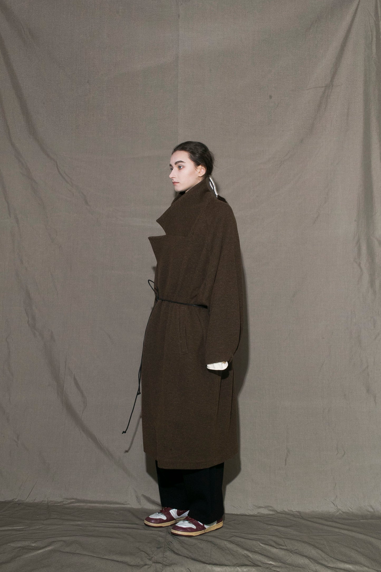 MY BEAUTIFUL LANDLET RECYCLED MELANGE WOOL KNIT LONG COAT - BROWN