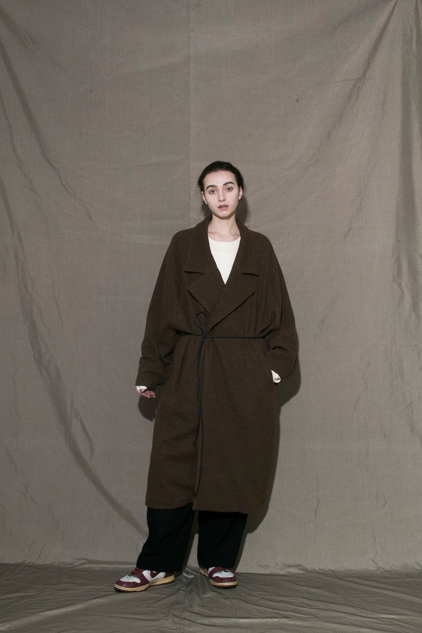 MY BEAUTIFUL LANDLET RECYCLED MELANGE WOOL KNIT LONG COAT - BROWN