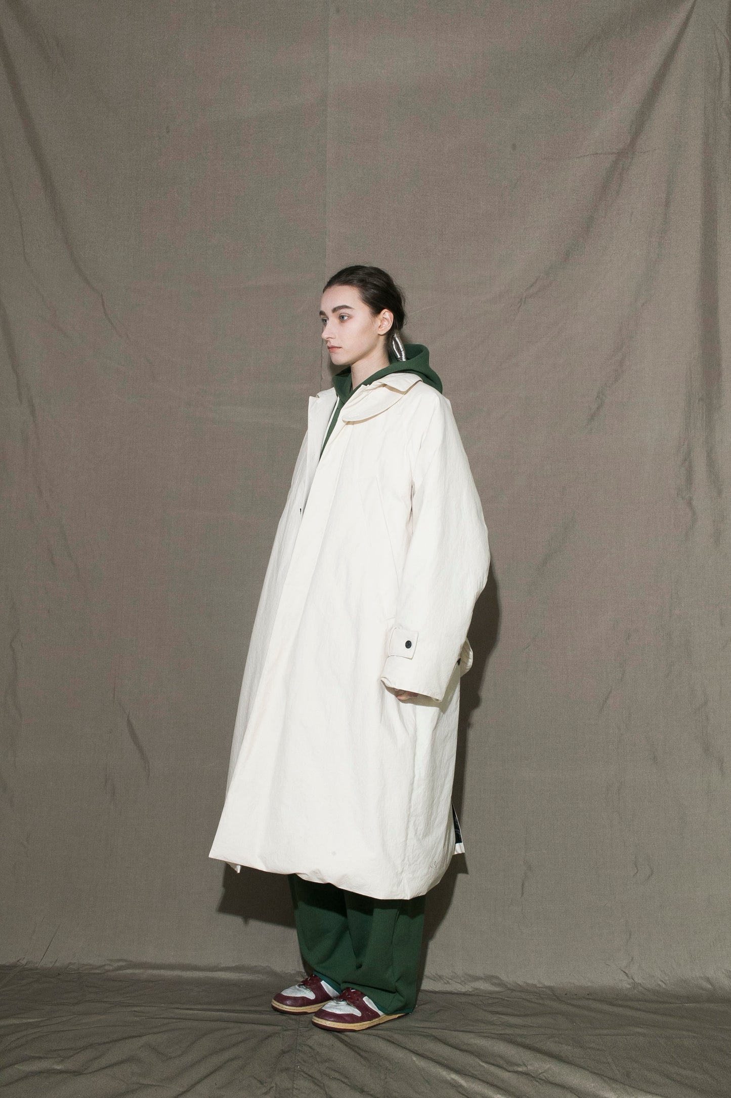 MY BEAUTIFUL LANDLET ANTIQUE FINISH COTTON KAWADA DOWN LONG COAT - KINARI