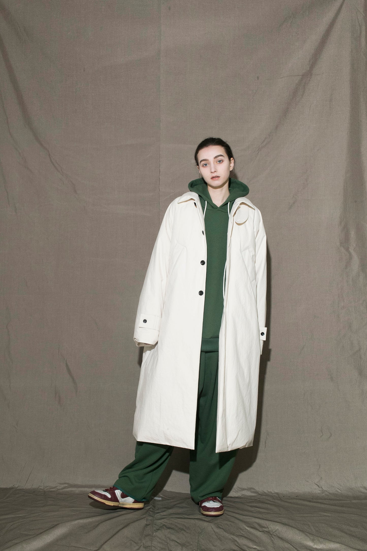 MY BEAUTIFUL LANDLET ANTIQUE FINISH COTTON KAWADA DOWN LONG COAT - KINARI