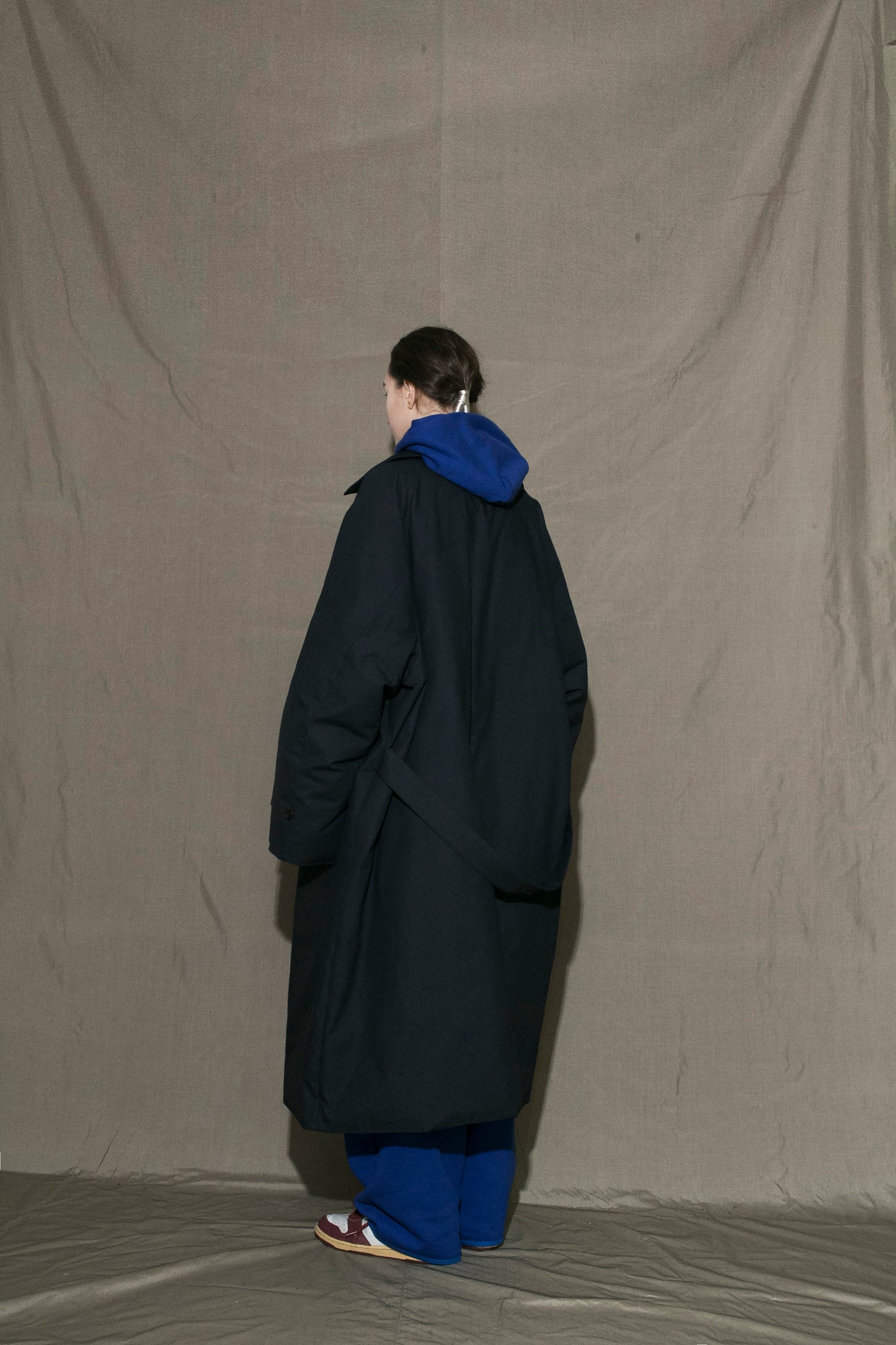 MY BEAUTIFUL LANDLET ANTIQUE FINISH COTTON KAWADA DOWN LONG COAT - NAVY