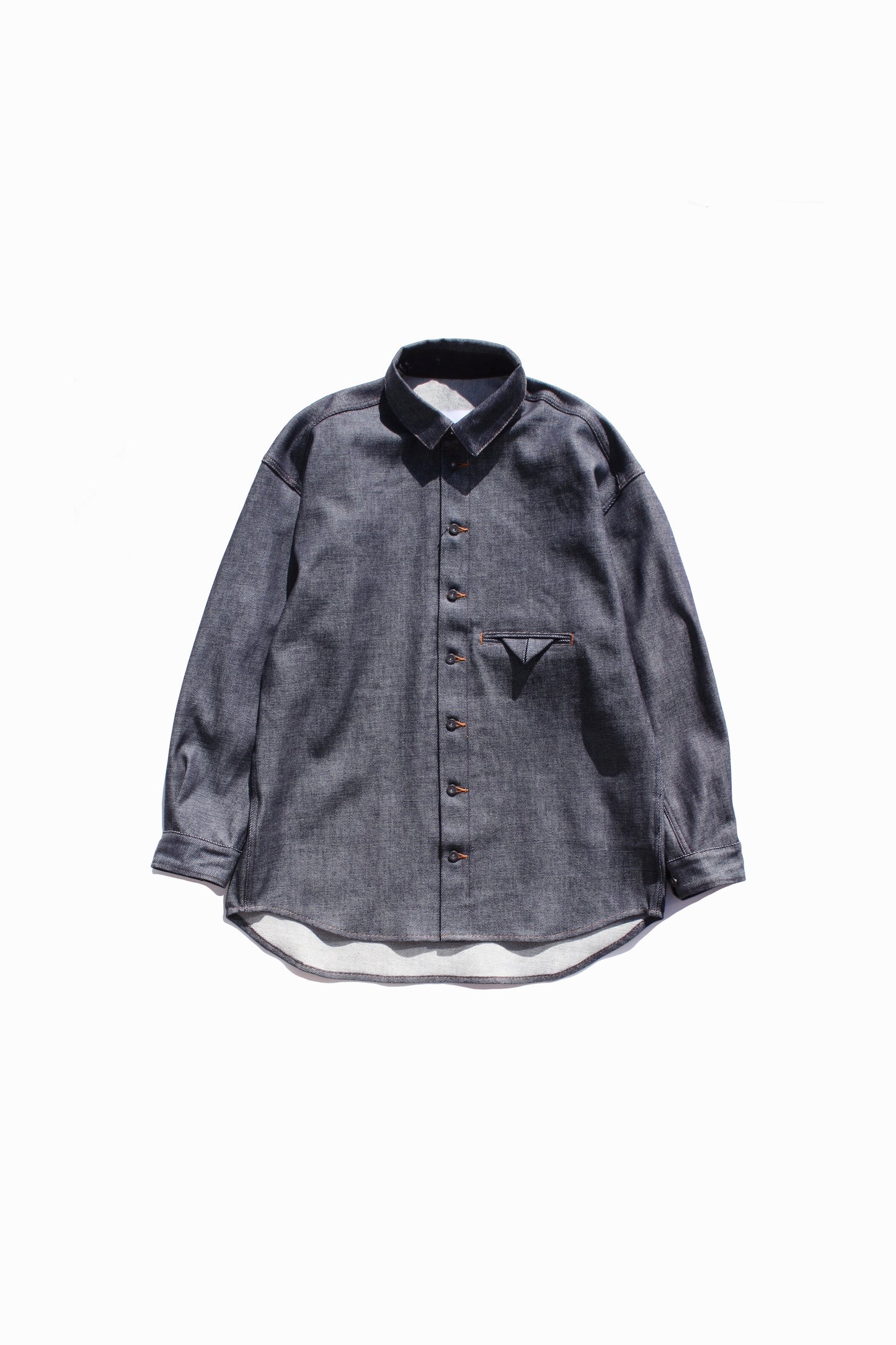 VOAAOV LOOSE DENIM SHIRT - INDIGO