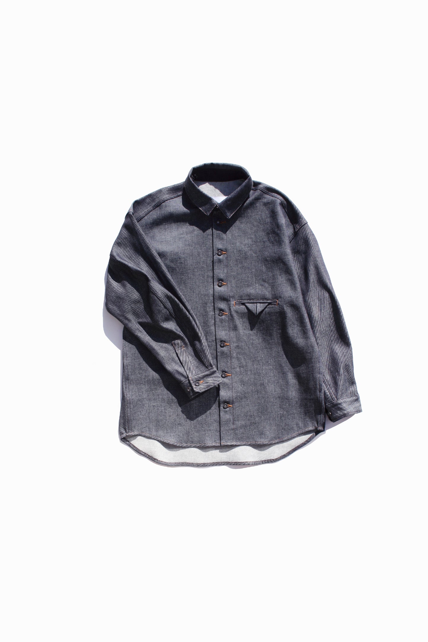 VOAAOV LOOSE DENIM SHIRT - INDIGO