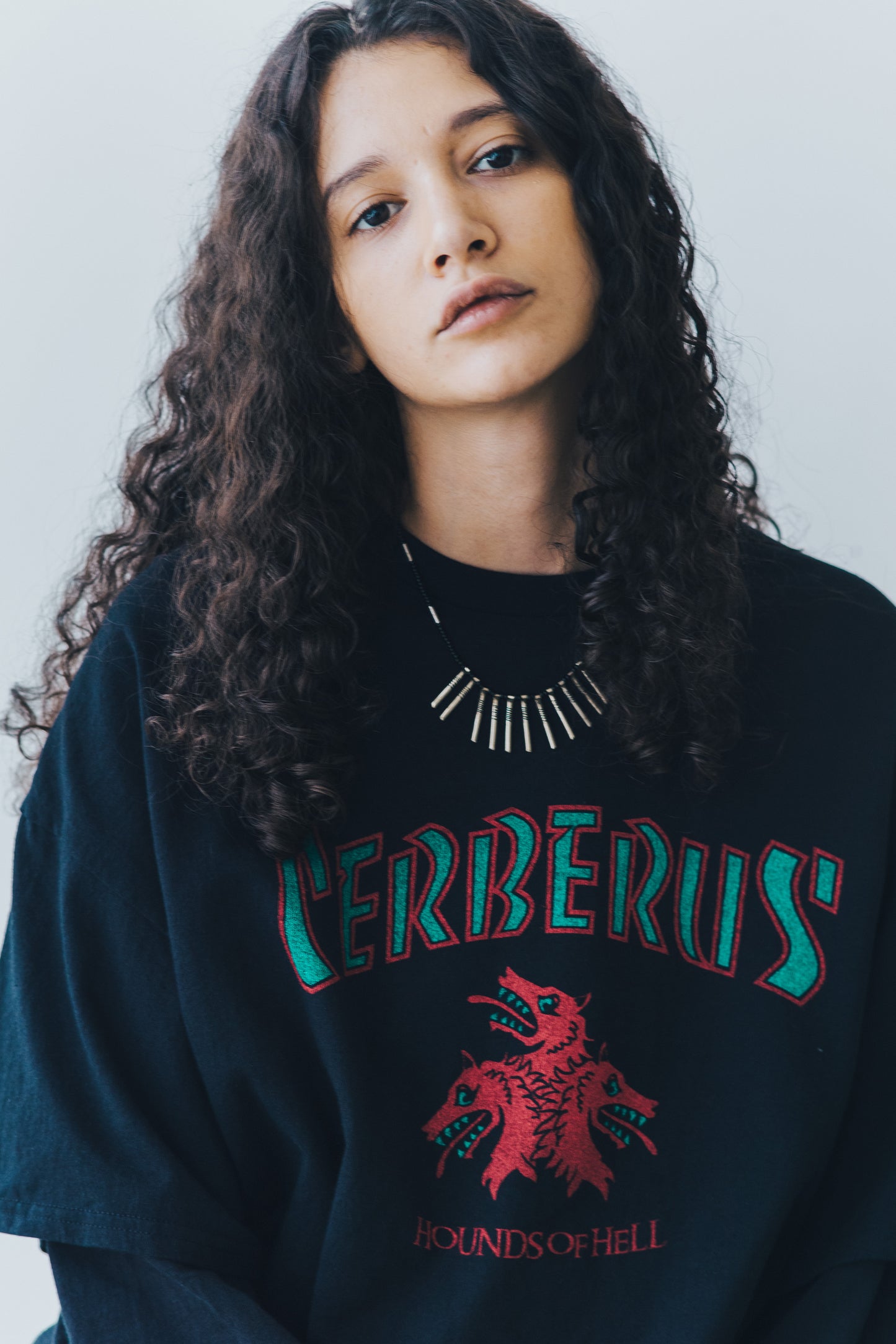 ESSAY LAYERED OVERSIZE LONG T-SHIRT - CERBERUS HOUNDS OF HELL