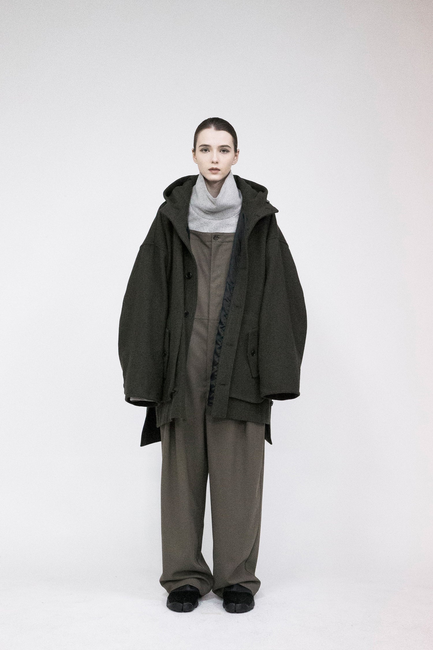 21AW, VOMP-G81, VOAAOV YABURE OIL CUT WOOL HOOD BLOUSON - BLACK / OLIVE, VOAAOV (ヴォアーブ) を取扱う正規通販ストアTOYASIDO。