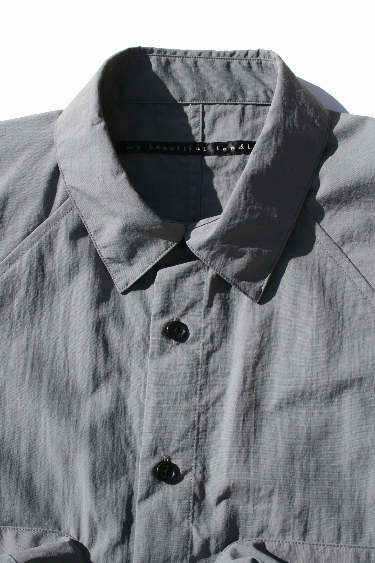MY BEAUTIFUL LANDLET NYLON DYED TAFFETA BIG POCKET SHIRT - GRAY