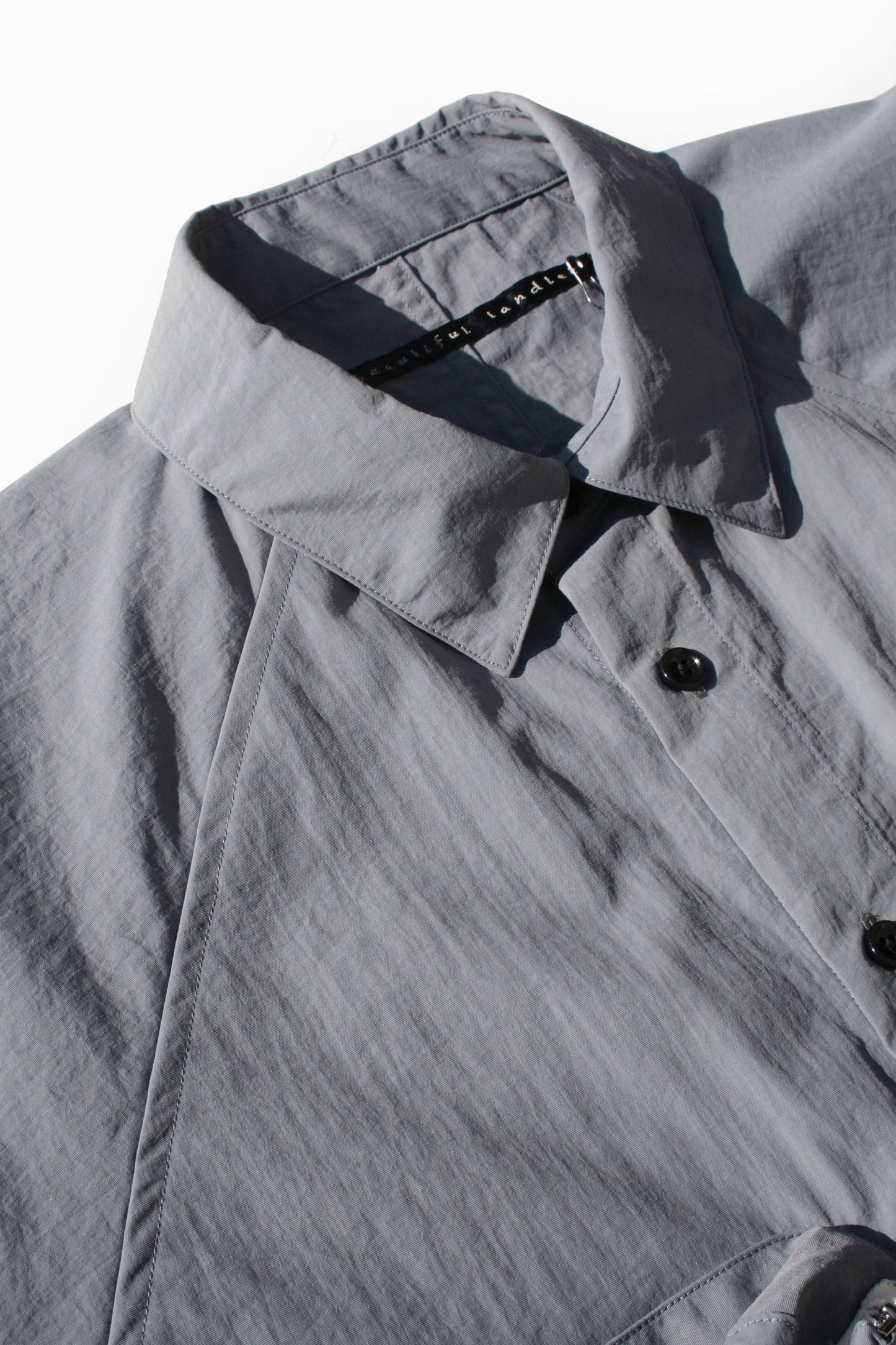 MY BEAUTIFUL LANDLET NYLON DYED TAFFETA BIG POCKET SHIRT - GRAY