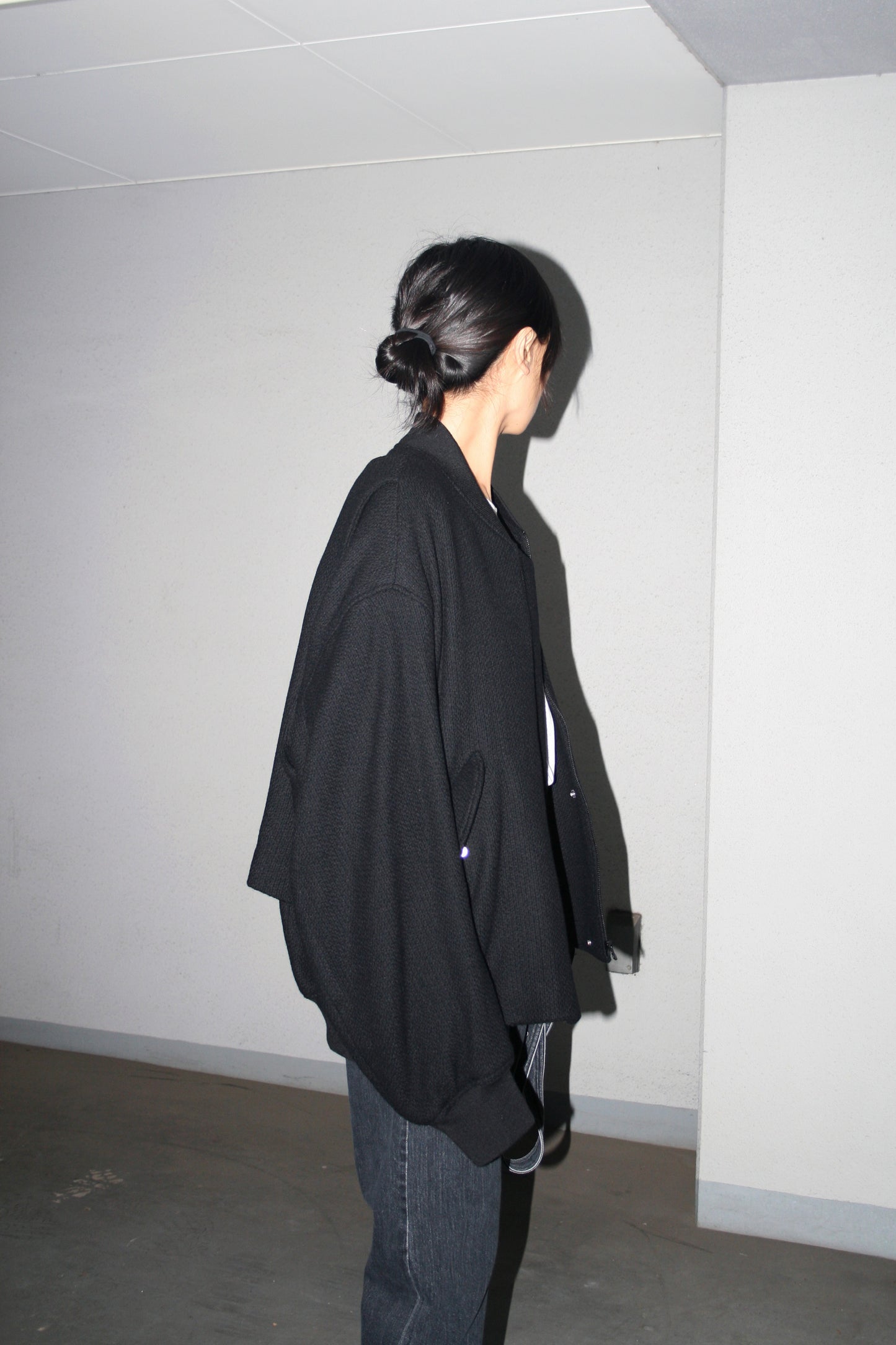 VOAAOV BISHU RECYCLE RIDGE WOOL JACKET - BLACK