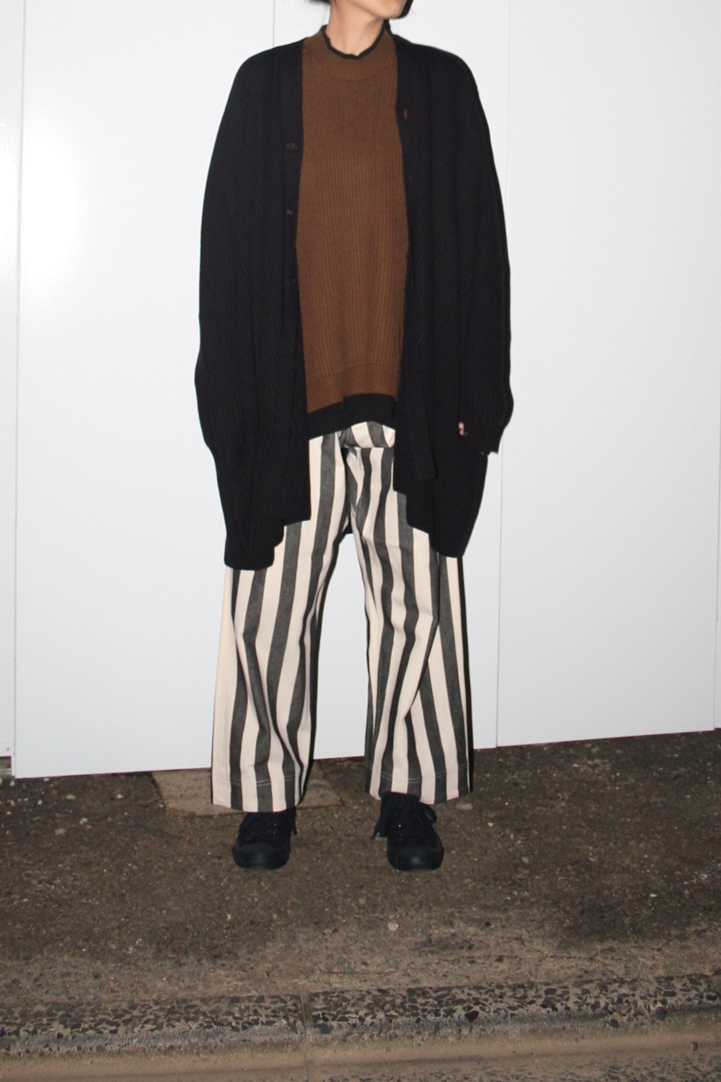 O PROJECT FINE MERINO WOOL KNITTED CARDIGAN COAT - BLACK