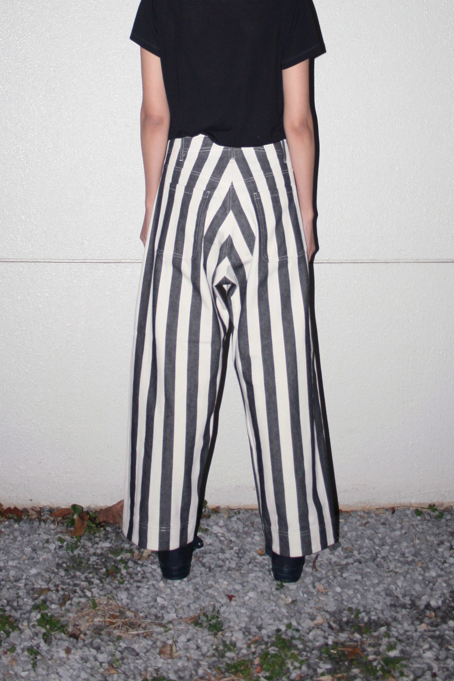 O PROJECT BOLD STRIPED DENIM TROUSERS - KINARI×BLACK