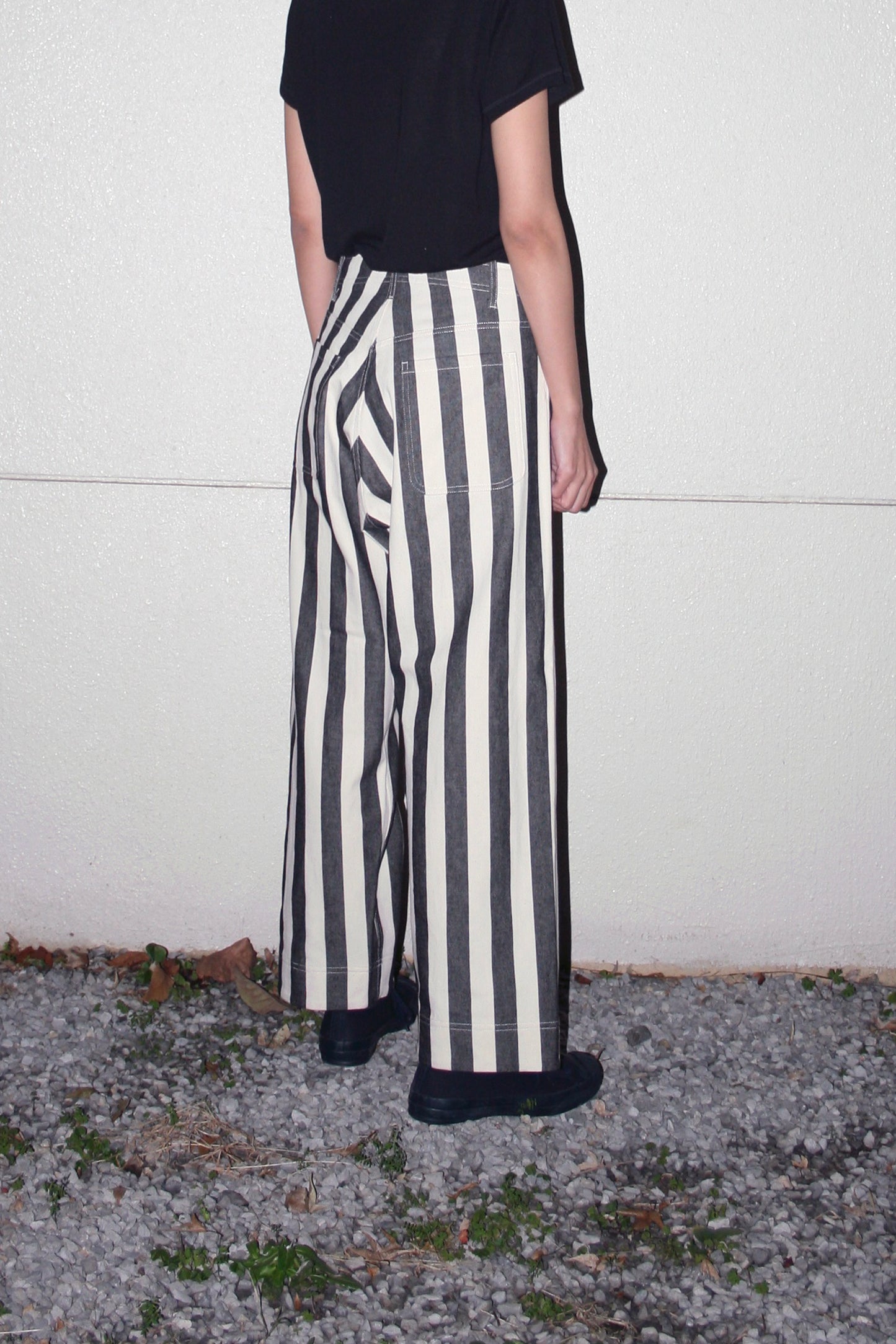 O PROJECT BOLD STRIPED DENIM TROUSERS - KINARI×BLACK
