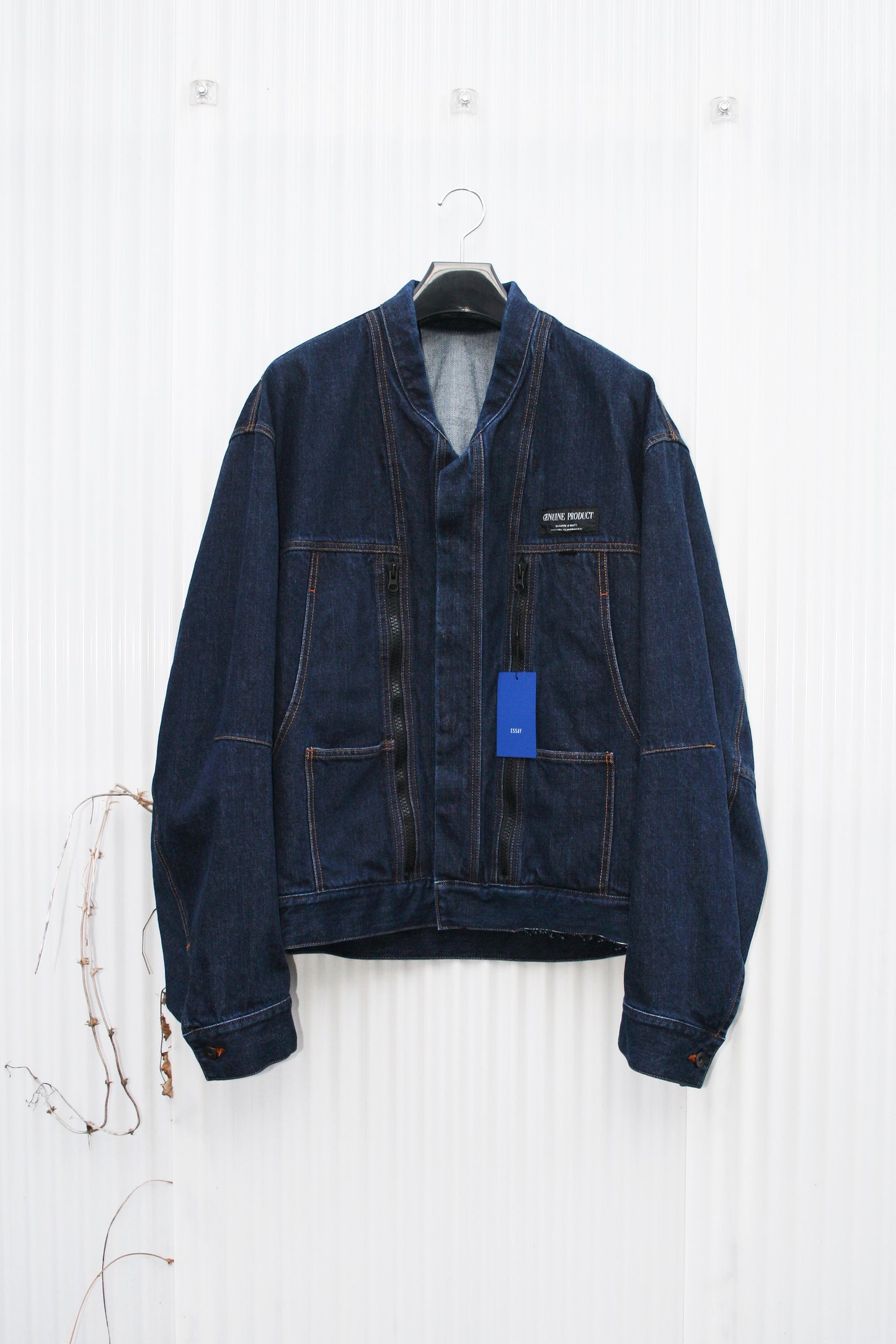 ESSAY FOLD COLLAR DENIM JACKET - INDIGO