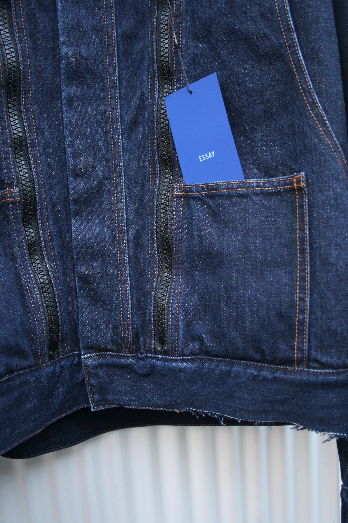 ESSAY FOLD COLLAR DENIM JACKET - INDIGO