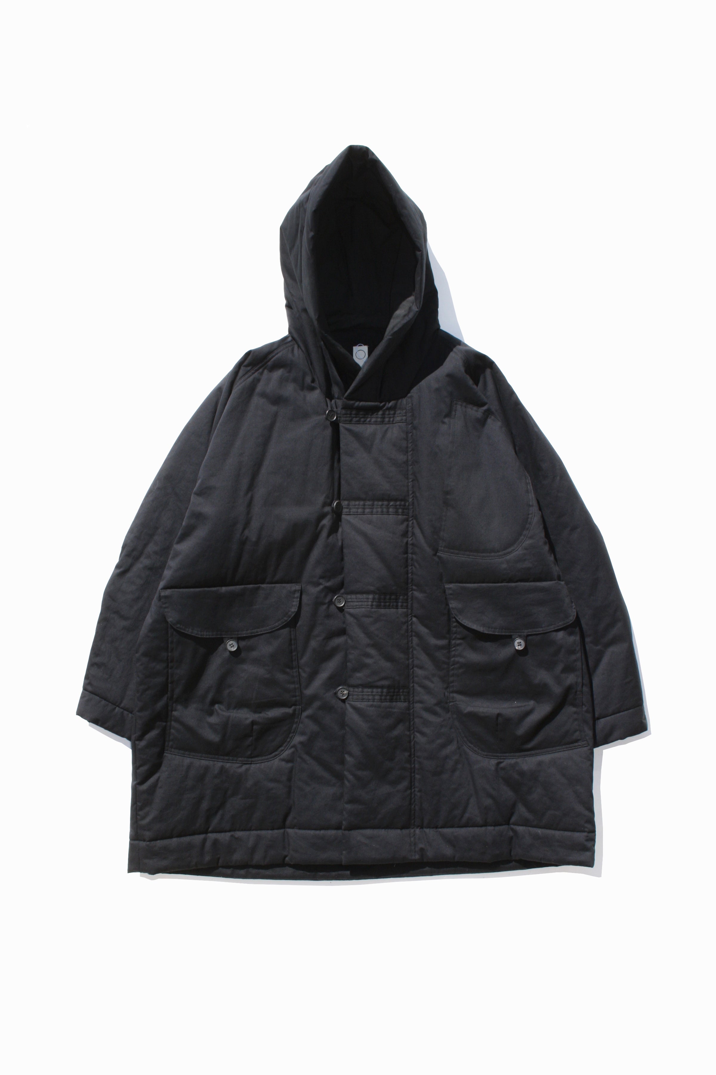 O PROJECT WATER-REPELLENT PADDED POPLIN HOODED DUFFLE COAT - BLACK