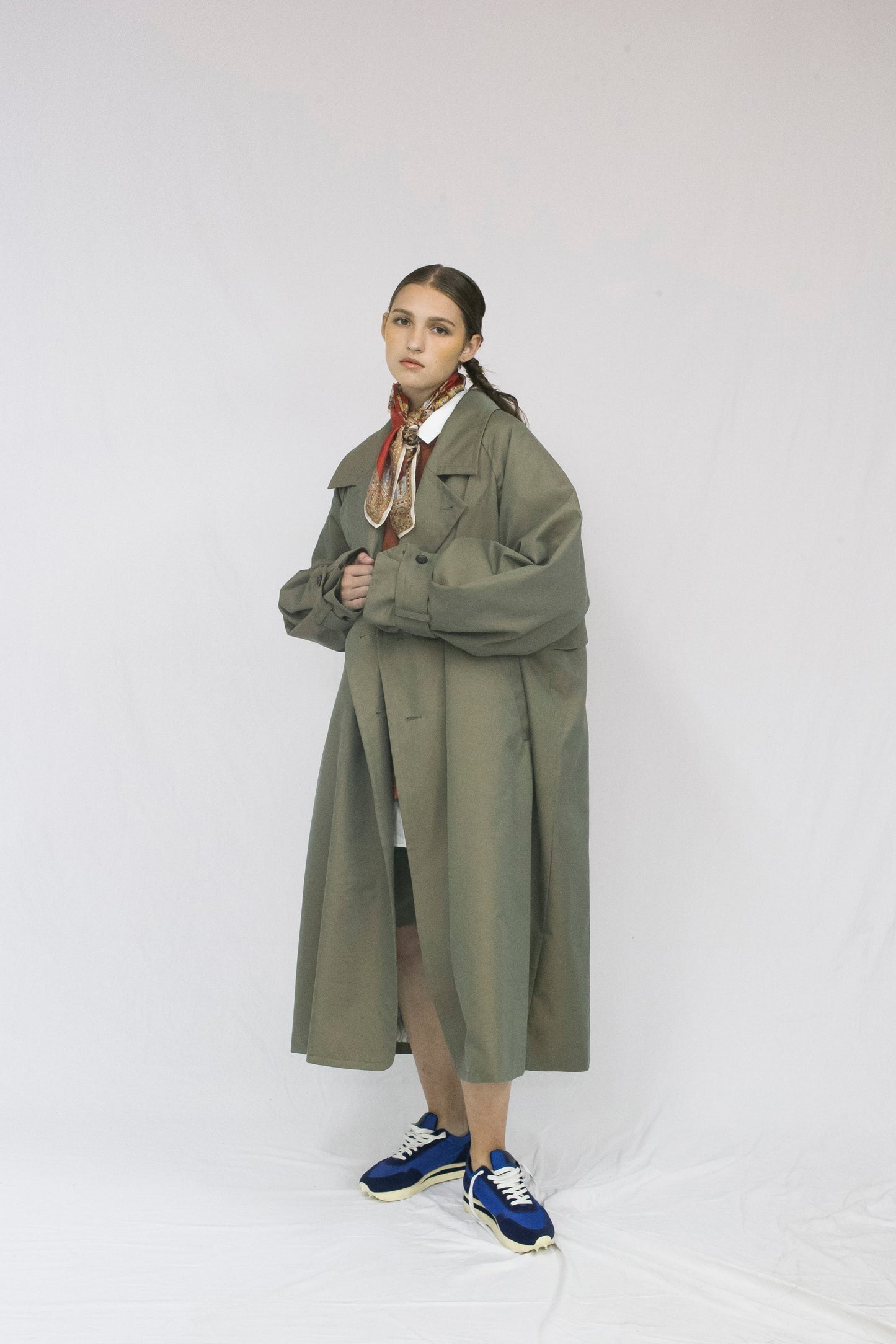 VOAAOV SUPIMA COTTON x POLYESTER GABADINE COAT - KHAKI