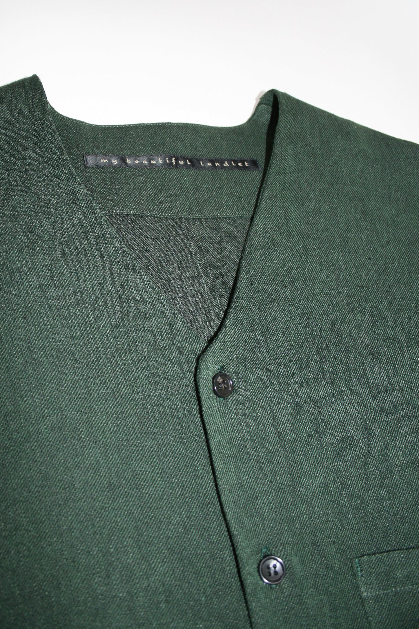 MY BEAUTIFUL LANDLET BISHU JAPAN LINEN SHIRT - GREEN