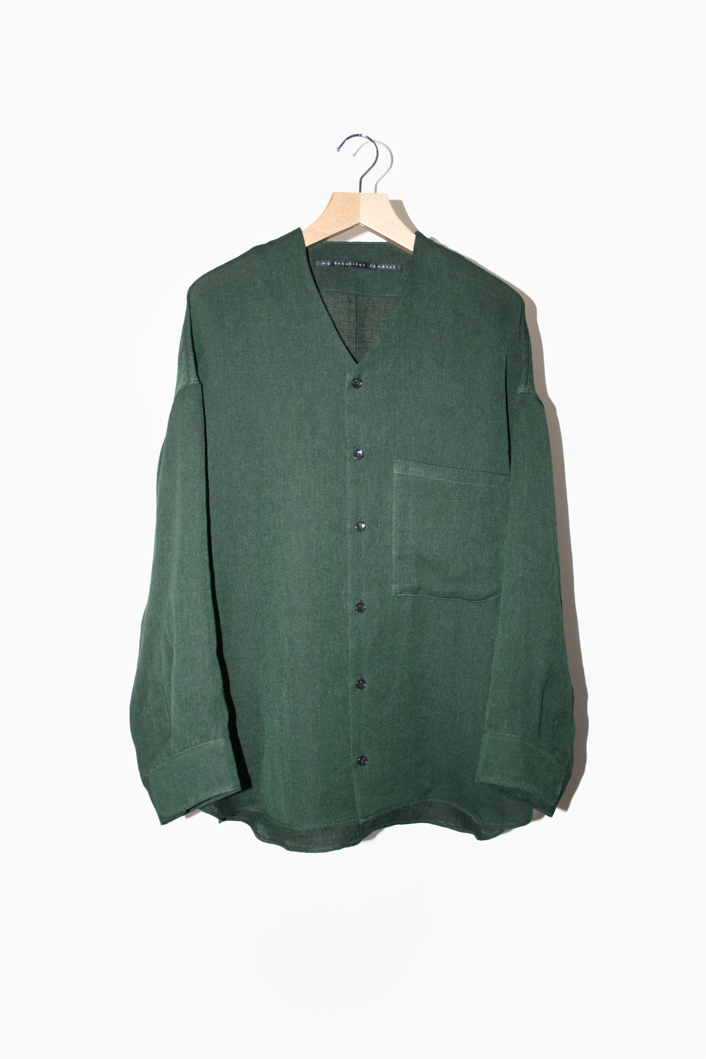 MY BEAUTIFUL LANDLET BISHU JAPAN LINEN SHIRT - GREEN