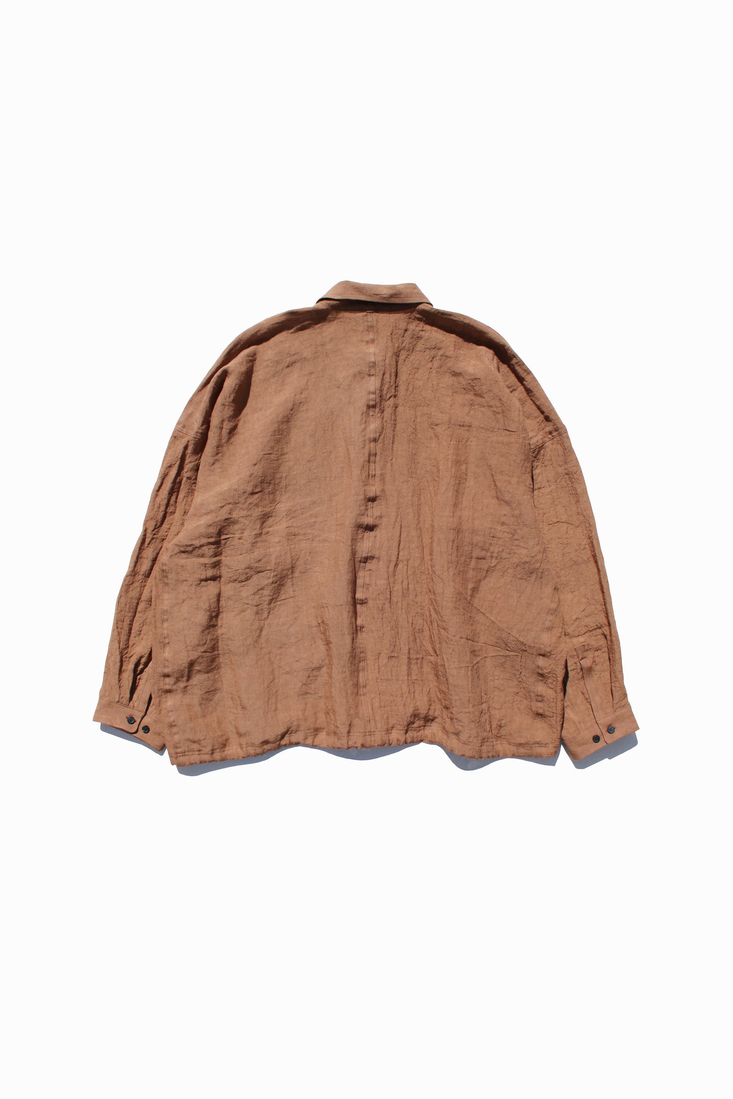 O PROJECT FLAX LAWN BOMBER SHIRT - KAKISHIBU DYED