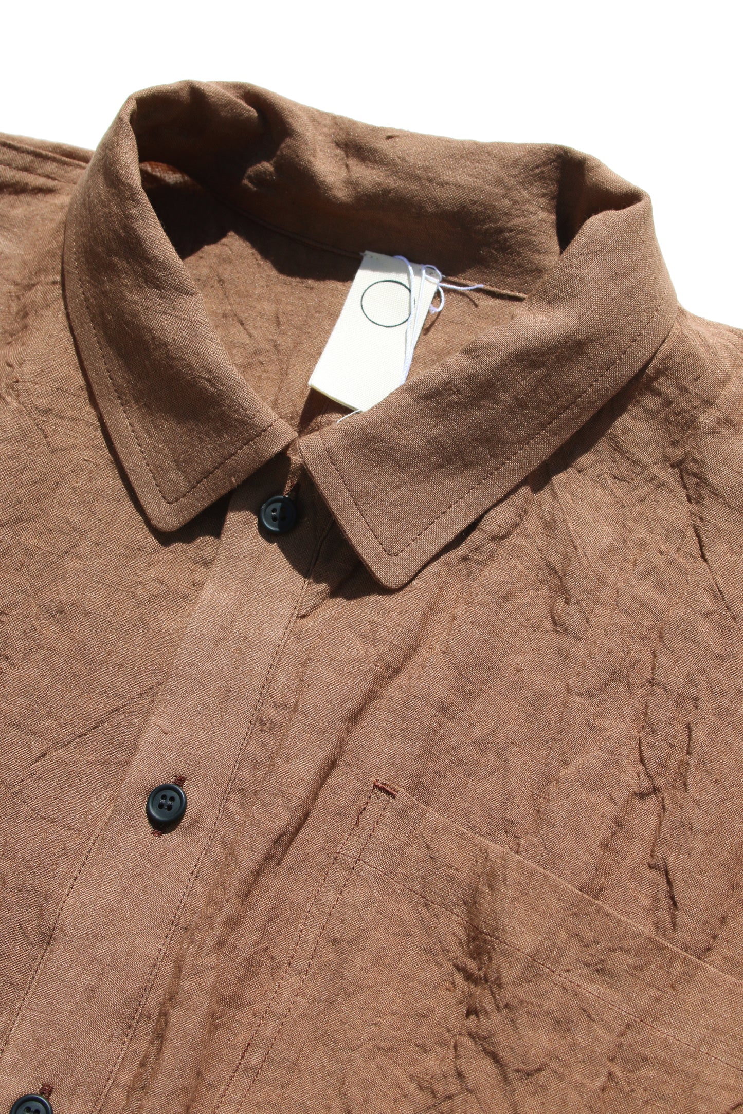 O PROJECT FLAX LAWN BOMBER SHIRT - KAKISHIBU DYED
