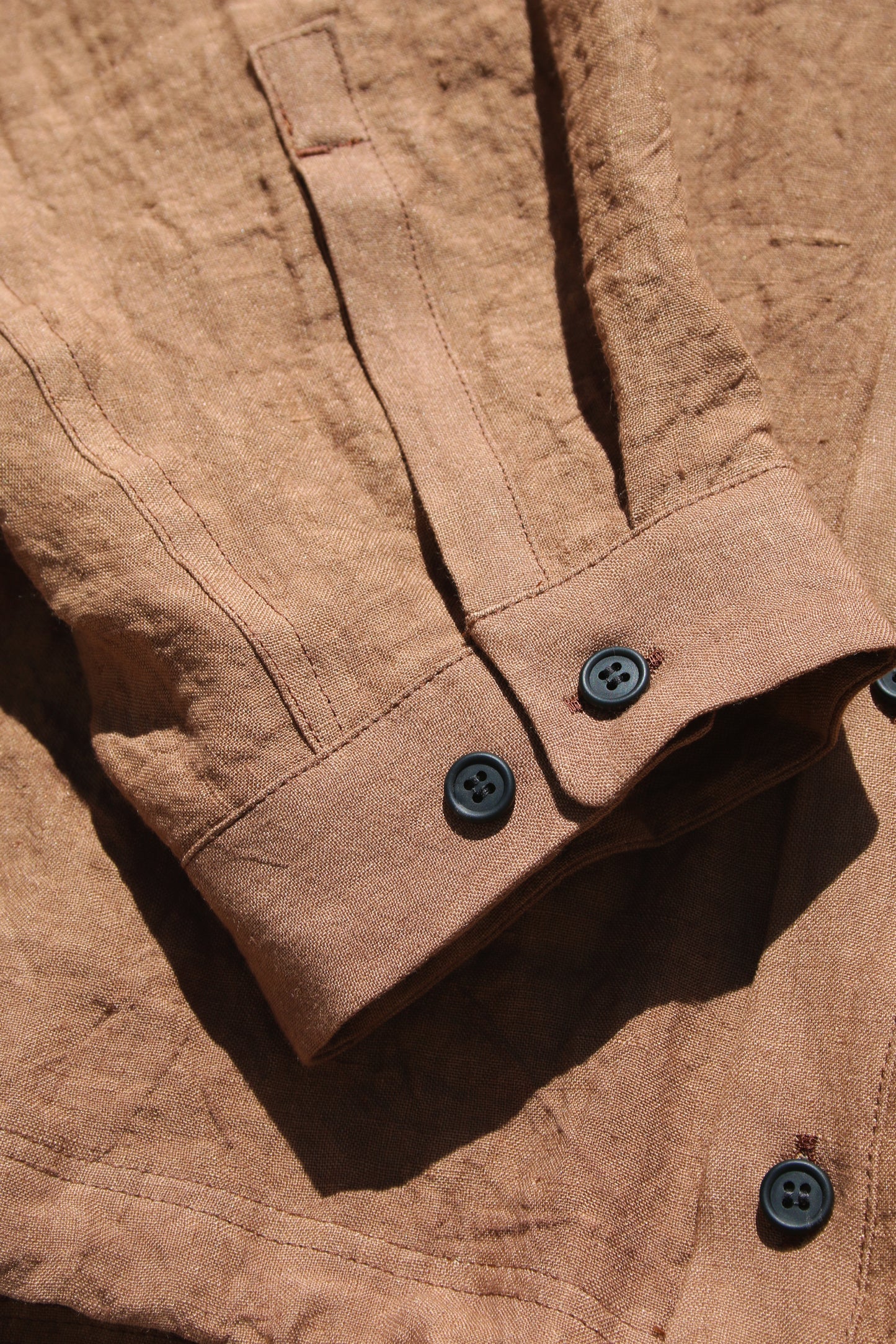 O PROJECT FLAX LAWN BOMBER SHIRT - KAKISHIBU DYED
