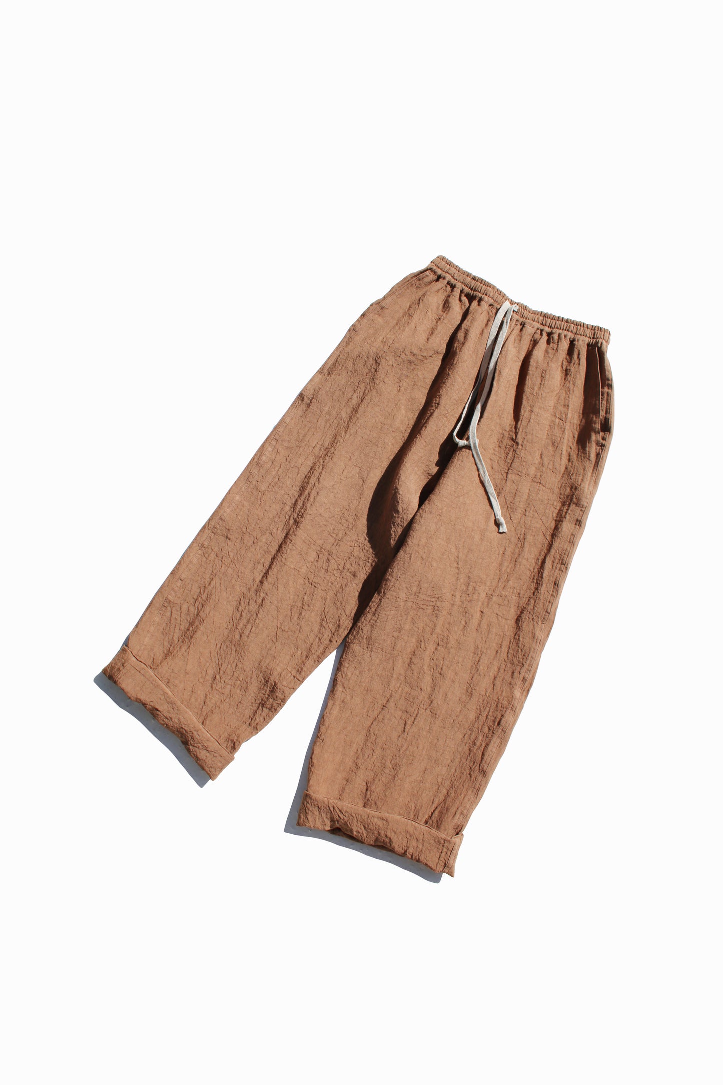O PROJECT FLAX LAWN JOGGING TROUSERS - KAKISHIBU DYED