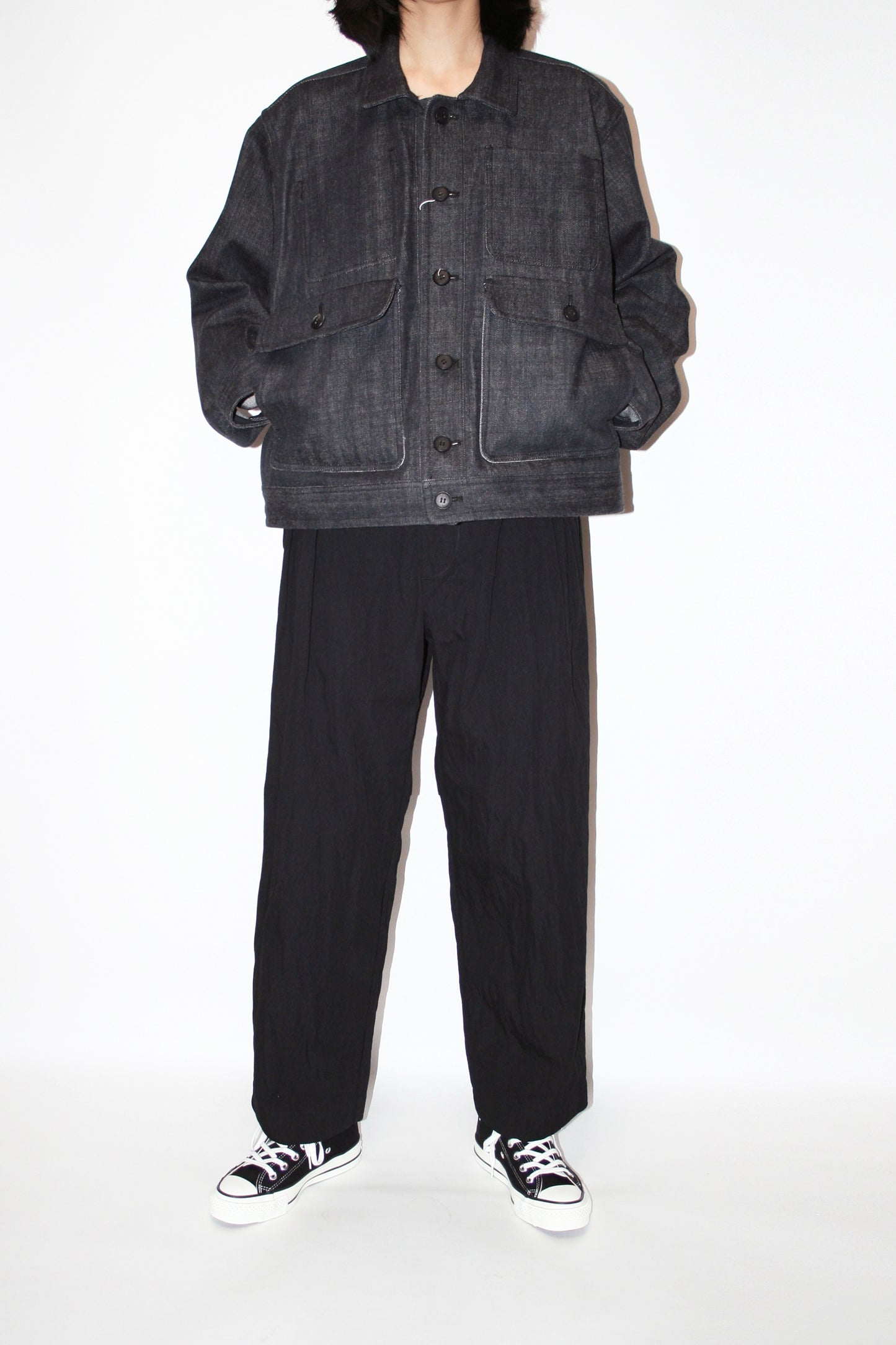 O PROJECT ORGANIC SELVEDGE DENIM JACKET - BLACK