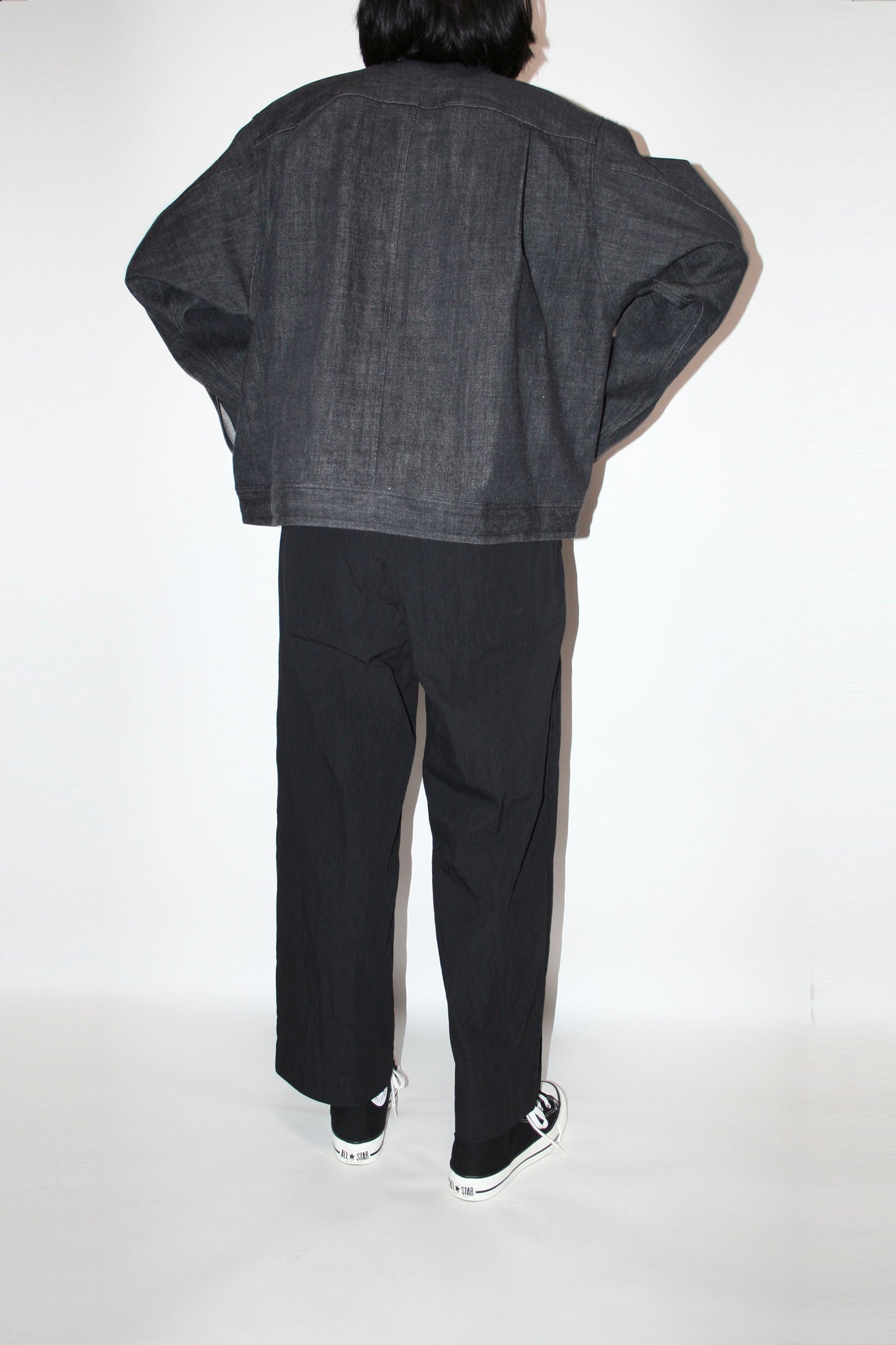VOAAOV COTTON X NYLON RUDEBACK HALF PANTS - BLACK