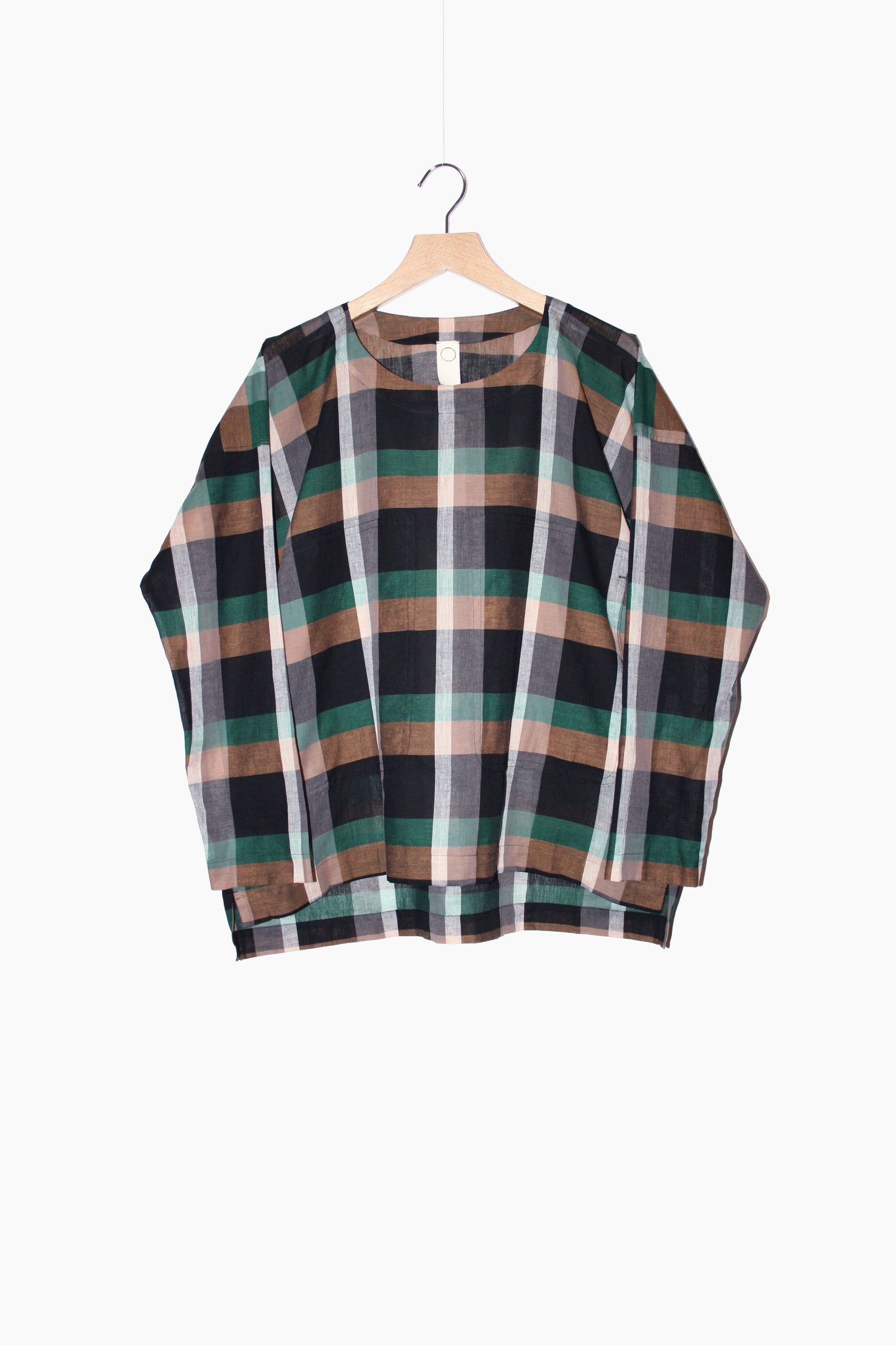 O PROJECT CHECKED VOILE LS WOVEN TEE - CHECK