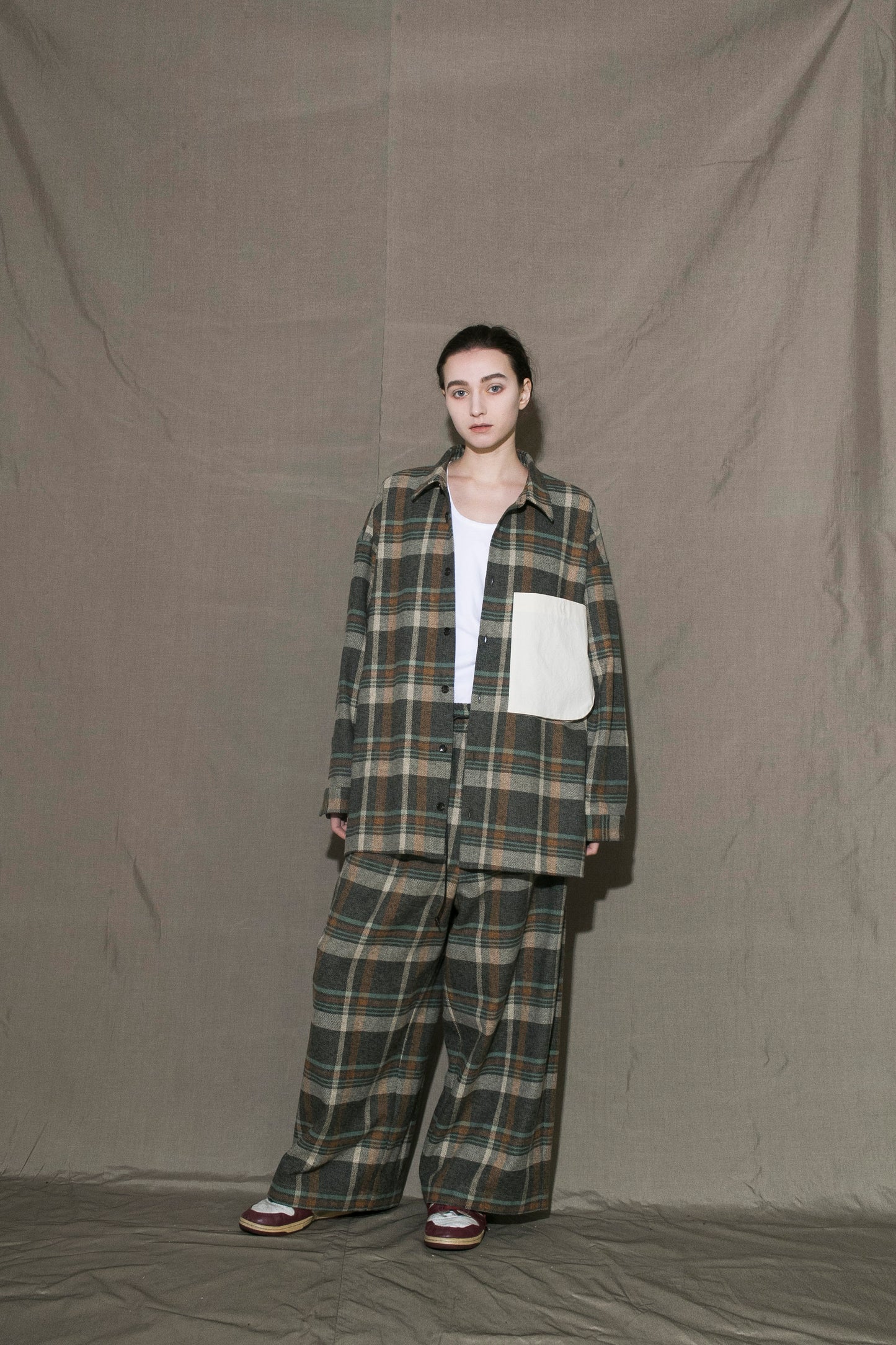 MY BEAUTIFUL LANDLET HEATHER MIX CHECKED COTTON SHIRT