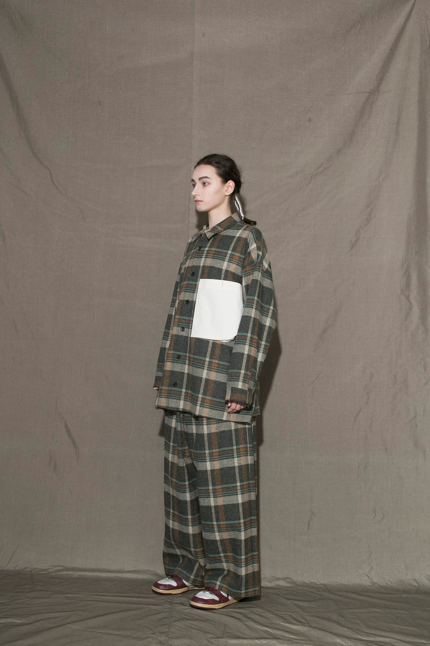 MY BEAUTIFUL LANDLET HEATHER MIX CHECKED COTTON SHIRT