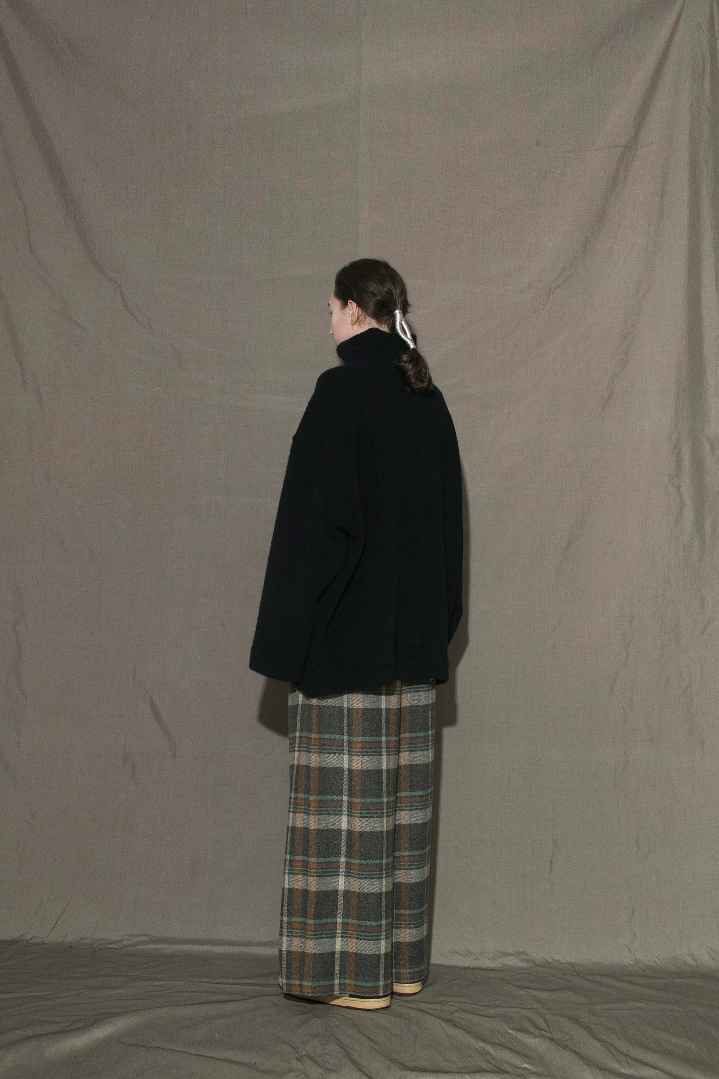 MY BEAUTIFUL LANDLET RECYCLED WOOL PILE HIGH NECK SWEATER - NAVY