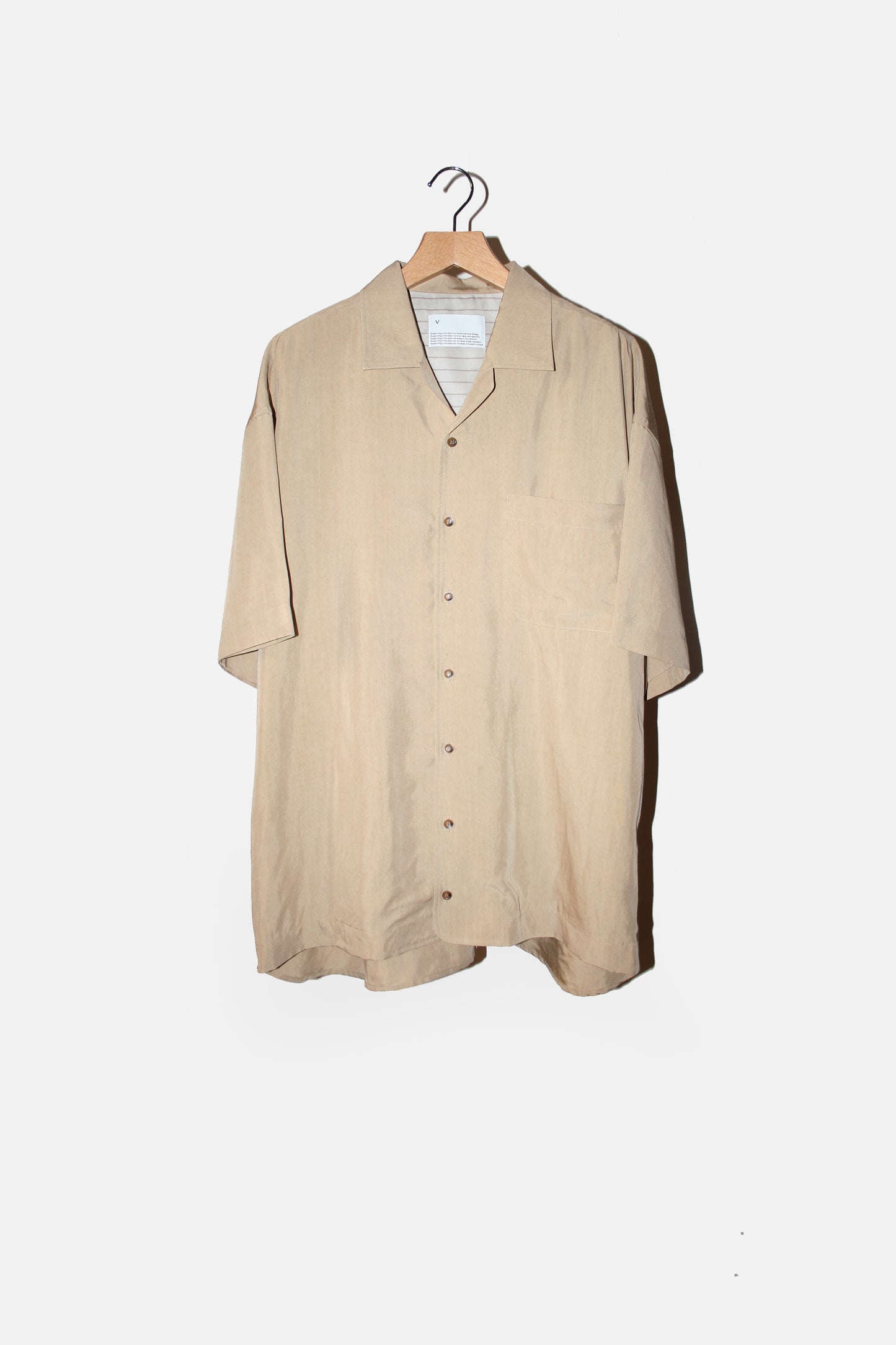 VOAAOV SOFT DRAPE MODAL SS SHIRT - BEIGE