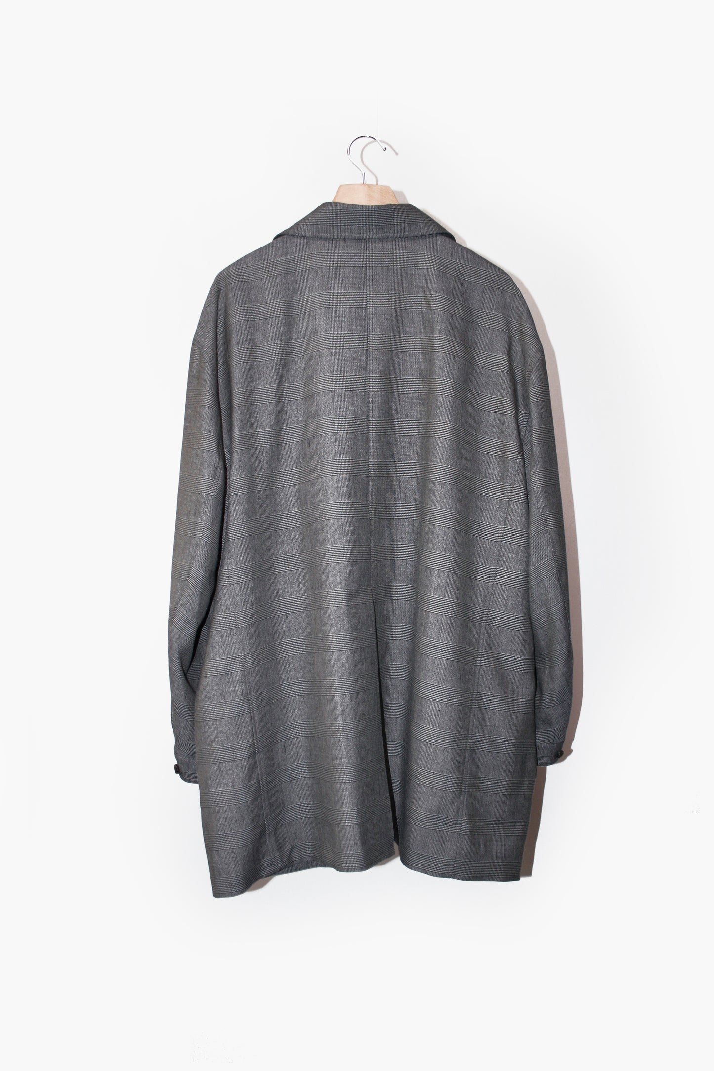 VOAAOV BISHU LINEN x POLYESTER BLENDED YARN GLENCHECK JACKET - BEIGE/CHECK
