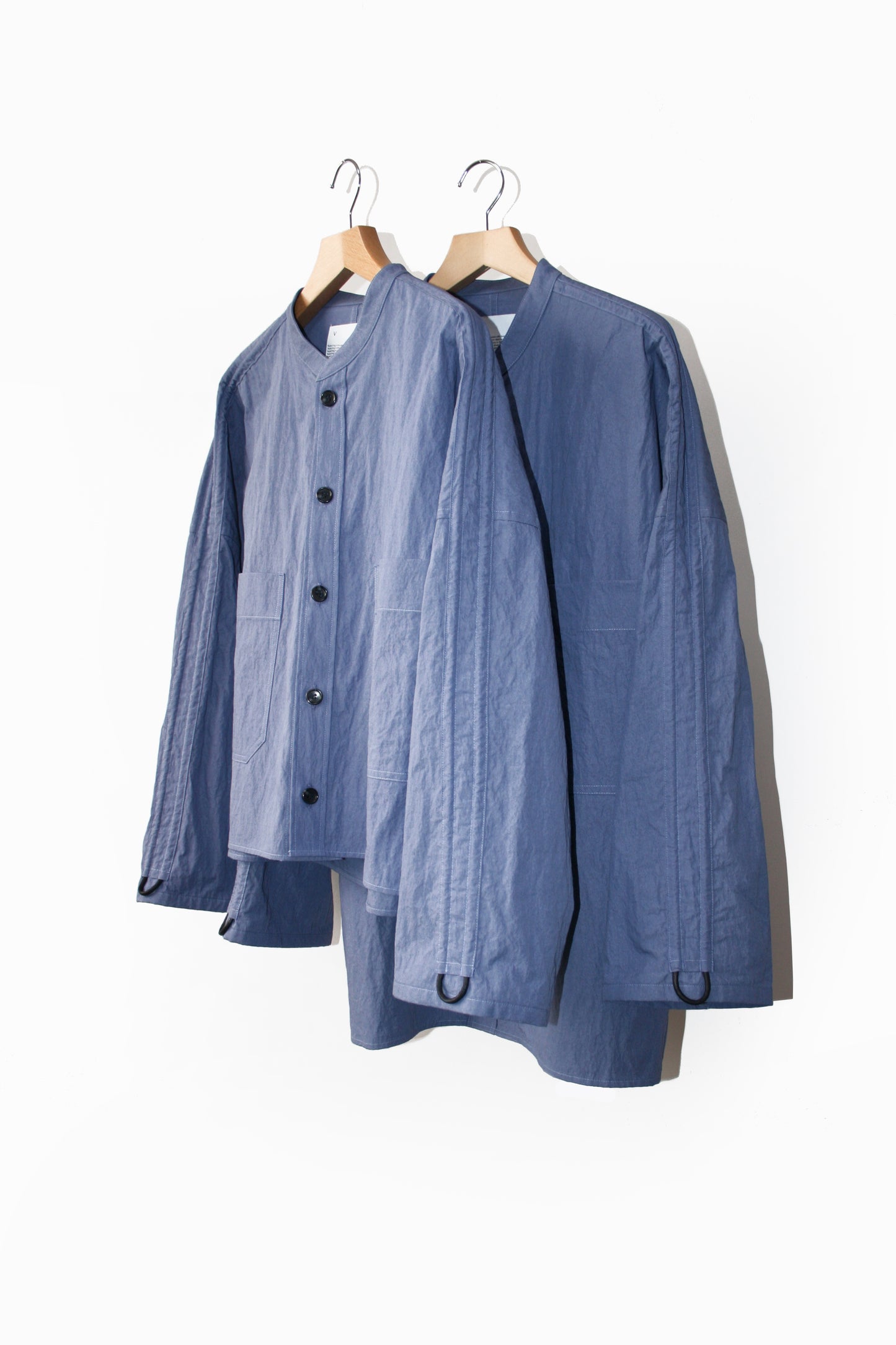 VOAAOV COTTON x NYLON RUDEBACK HALF SHIRT - PURPLE