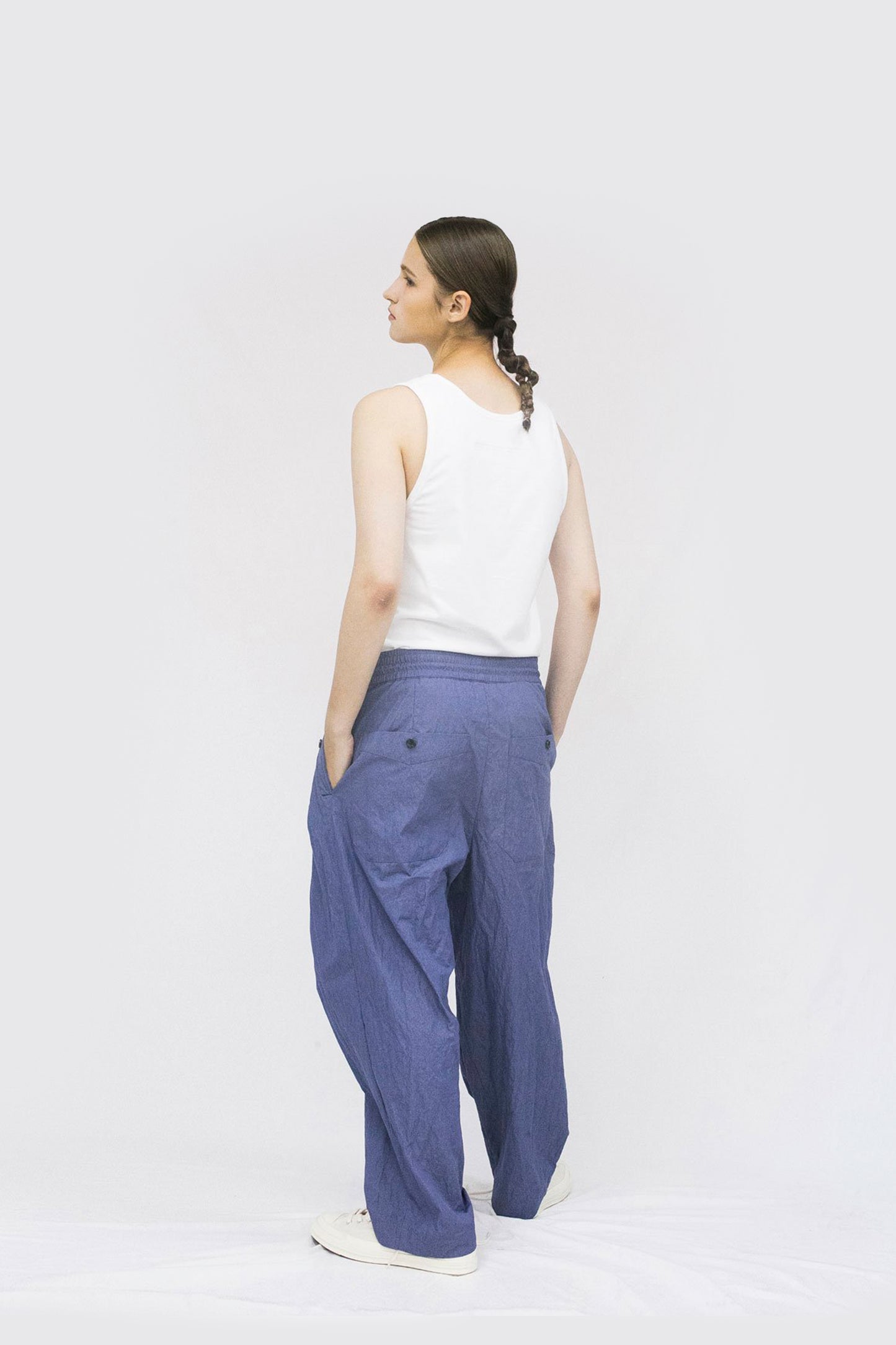 VOAAOV COTTON x NYLON RUDEBACK HALF PANTS - PURPLE