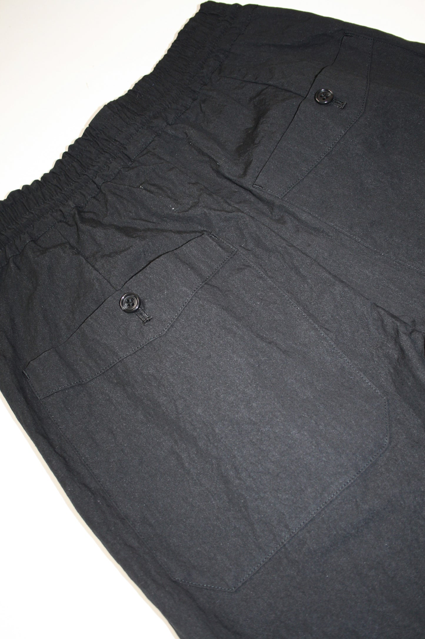 VOAAOV COTTON X NYLON RUDEBACK HALF PANTS - BLACK
