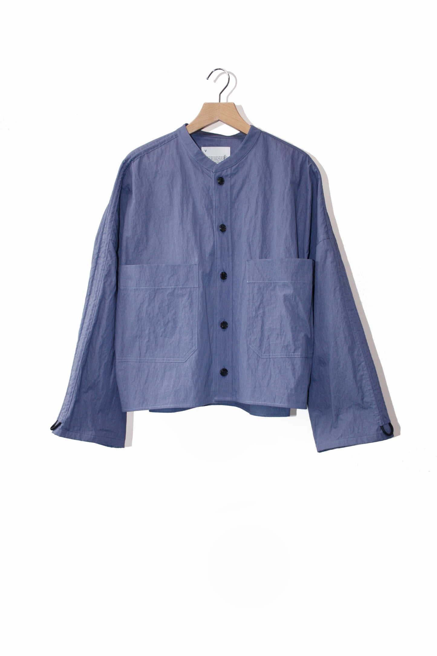 VOAAOV COTTON x NYLON RUDEBACK HALF SHIRT - PURPLE