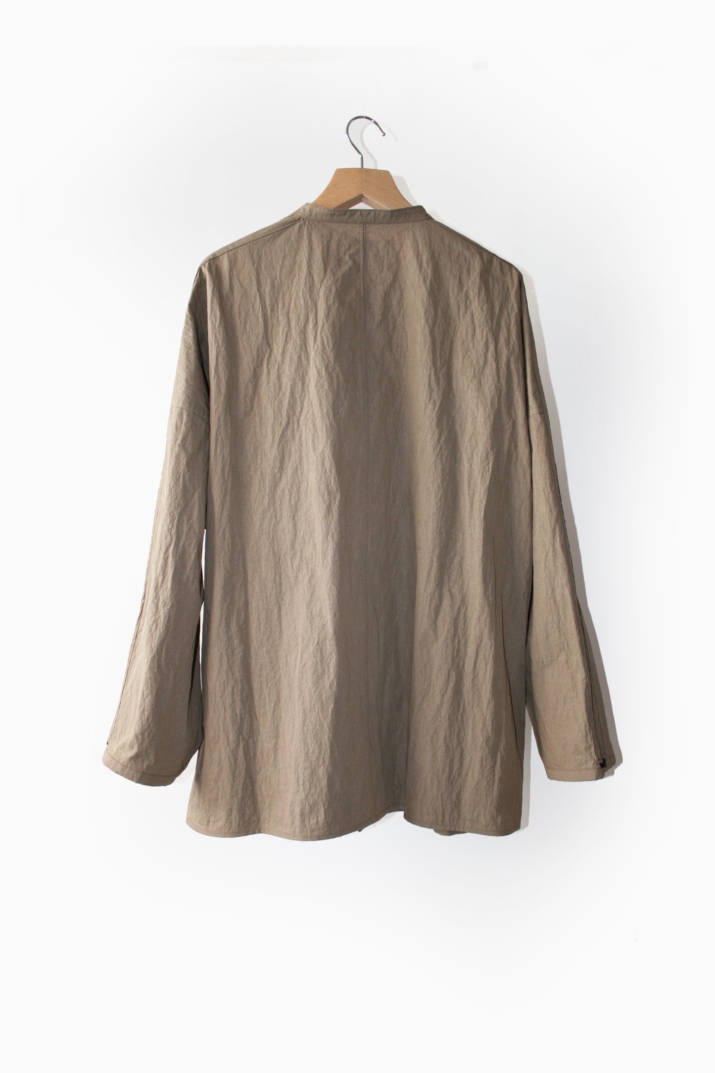 VOAAOV COTTON x NYLON RUDEBACK HALF SHIRT - BEIGE