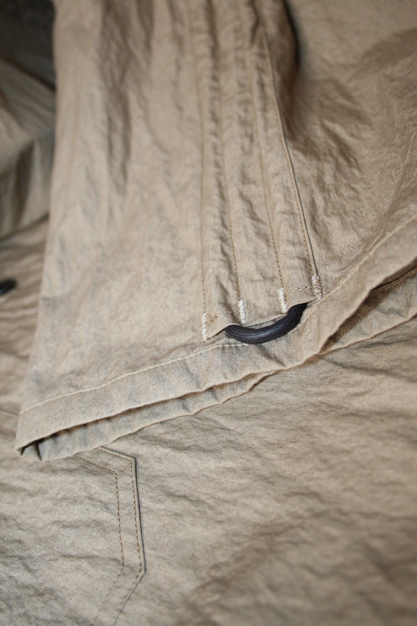 VOAAOV COTTON x NYLON RUDEBACK HALF SHIRT - BEIGE