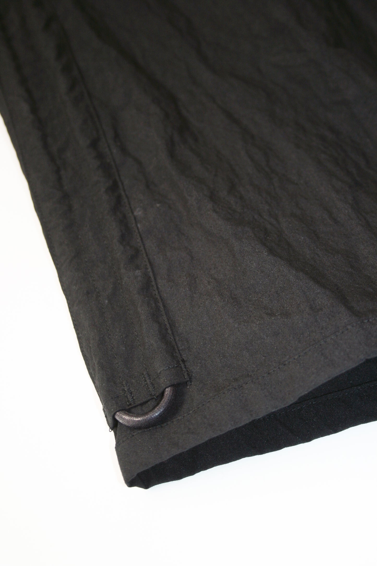 VOAAOV COTTON x NYLON RUDEBACK HALF SHIRT - BLACK