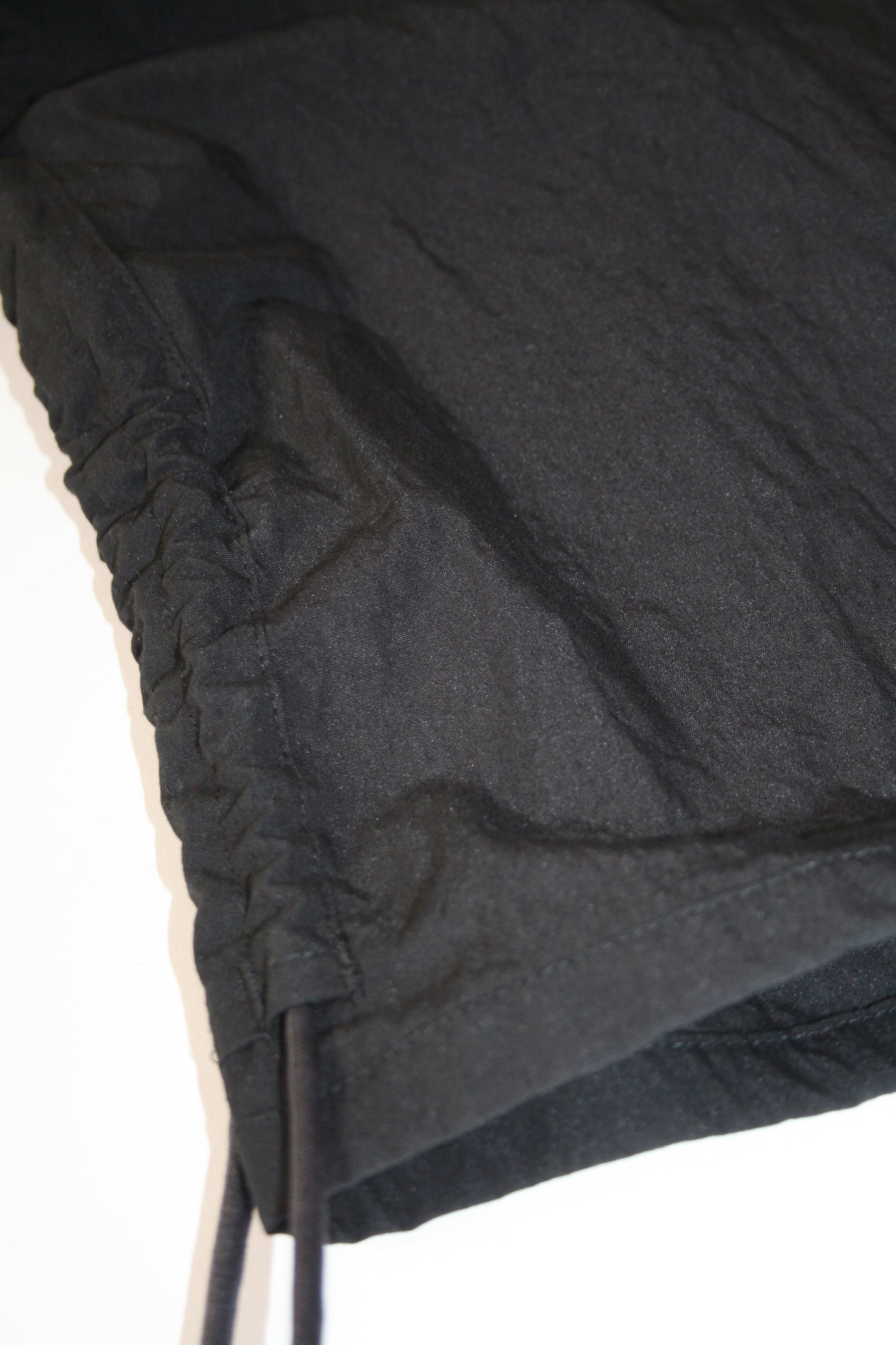VOAAOV COTTON x NYLON RUDEBACK HALF SHIRT - BLACK