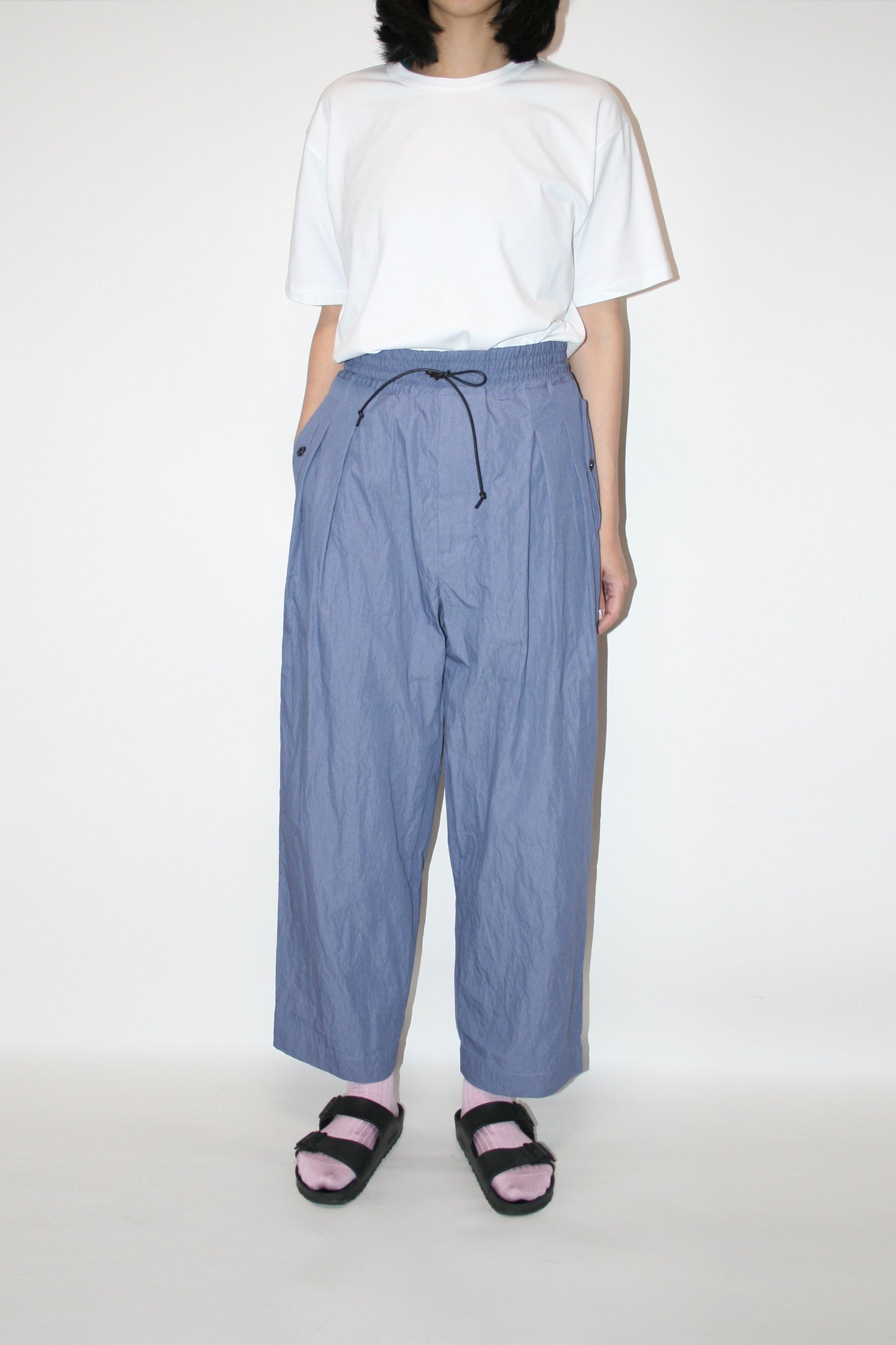 VOAAOV COTTON x NYLON RUDEBACK HALF PANTS - PURPLE