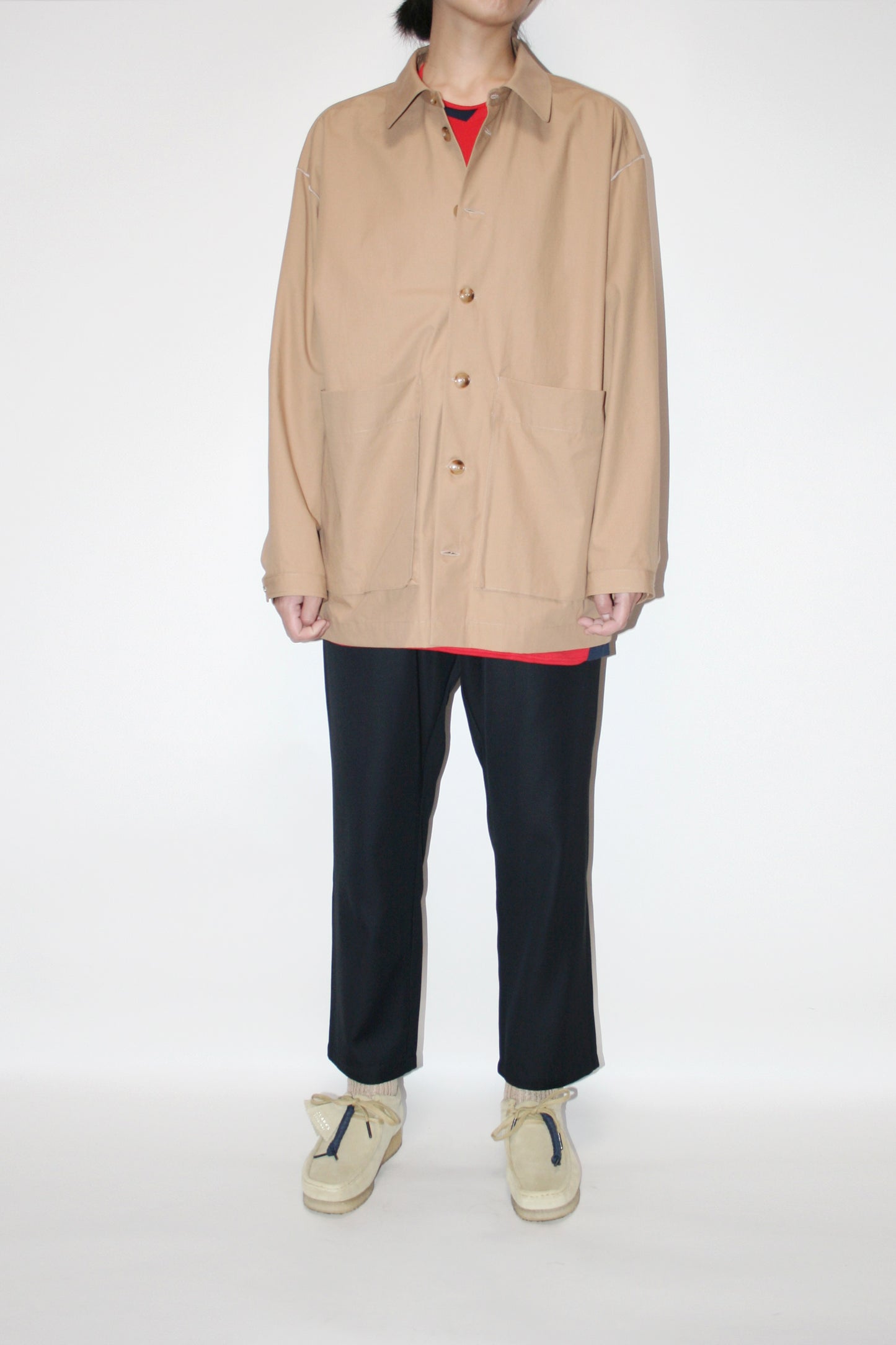 VOAAOV ORGANIC COTTON BROAD SHIRT - BEIGE
